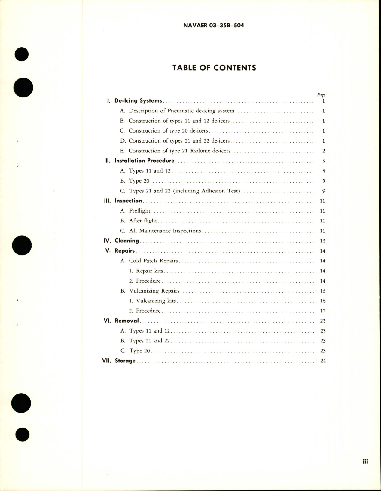 Sample page 5 from AirCorps Library document: Instruction Manual for De-Icer Care & Maintenance Installation Inspection Repairs