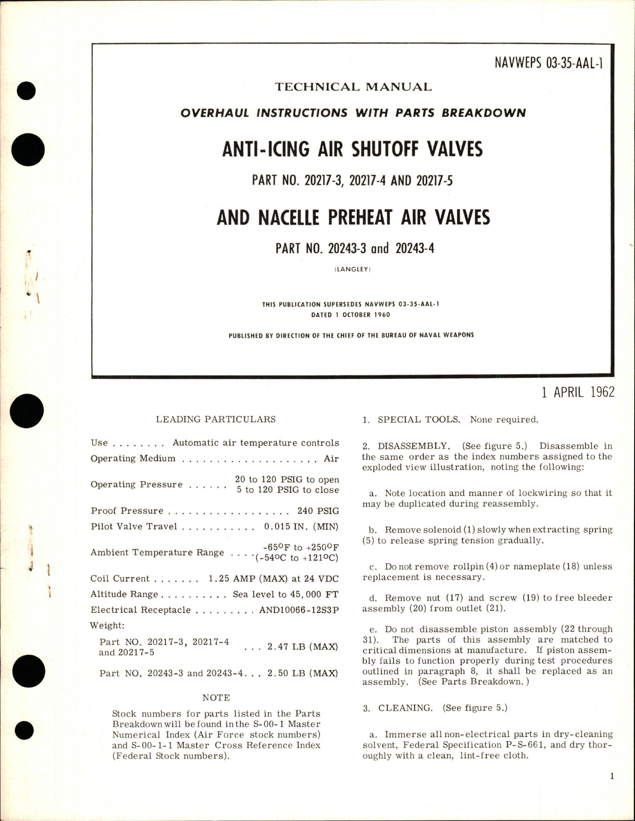 Sample page 1 from AirCorps Library document: Overhaul Instructions with Parts Breakdown for Anti-Icing Air Shutoff Valves and Nacelle Preheat Air Valves