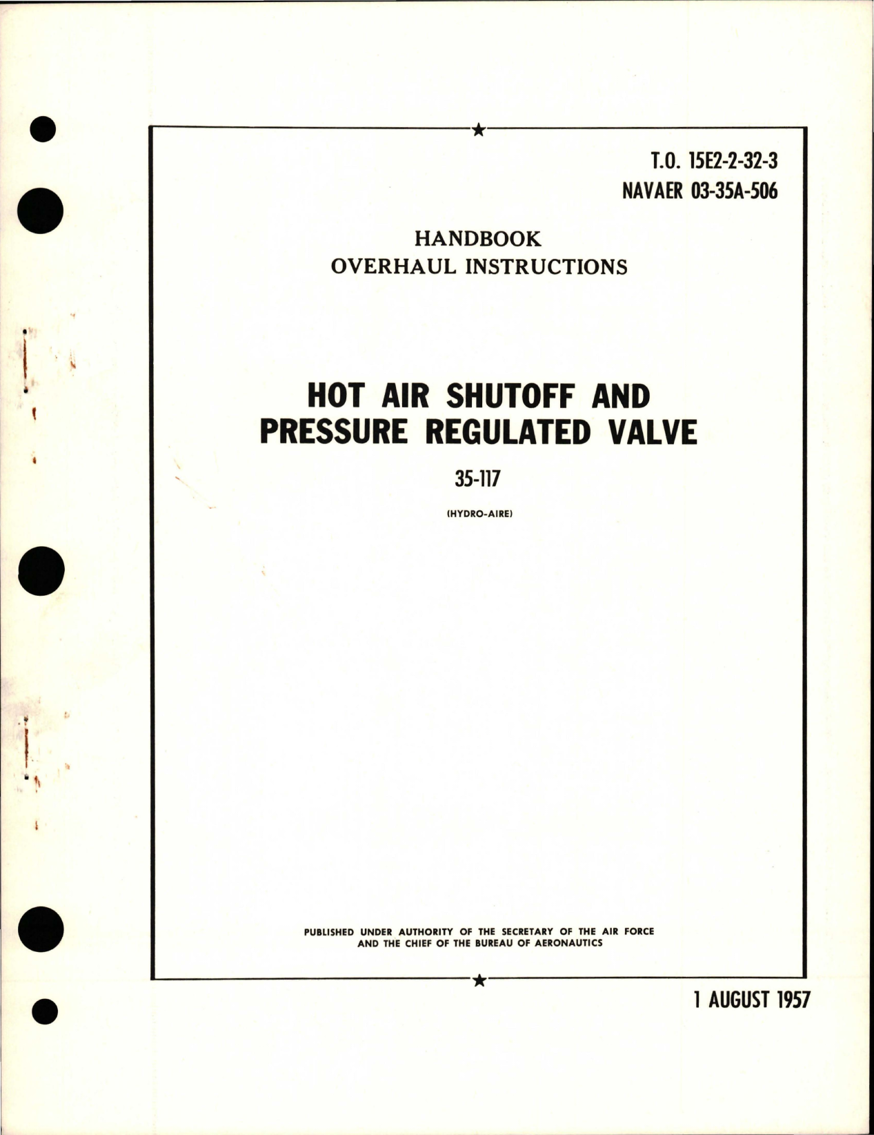 Sample page 1 from AirCorps Library document: Overhaul Instructions for Hot Air Shutoff and Pressure Regulated Valve - 35-117