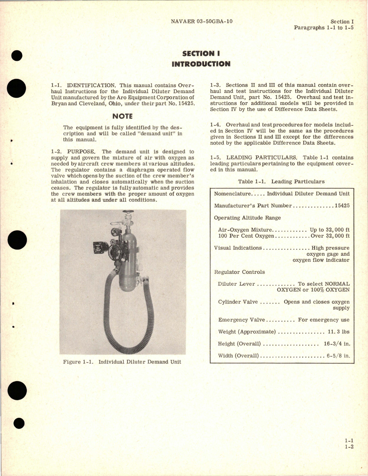 Sample page 5 from AirCorps Library document: Overhaul Instructions for Portable High Pressure Oxygen Unit - Part 15425 