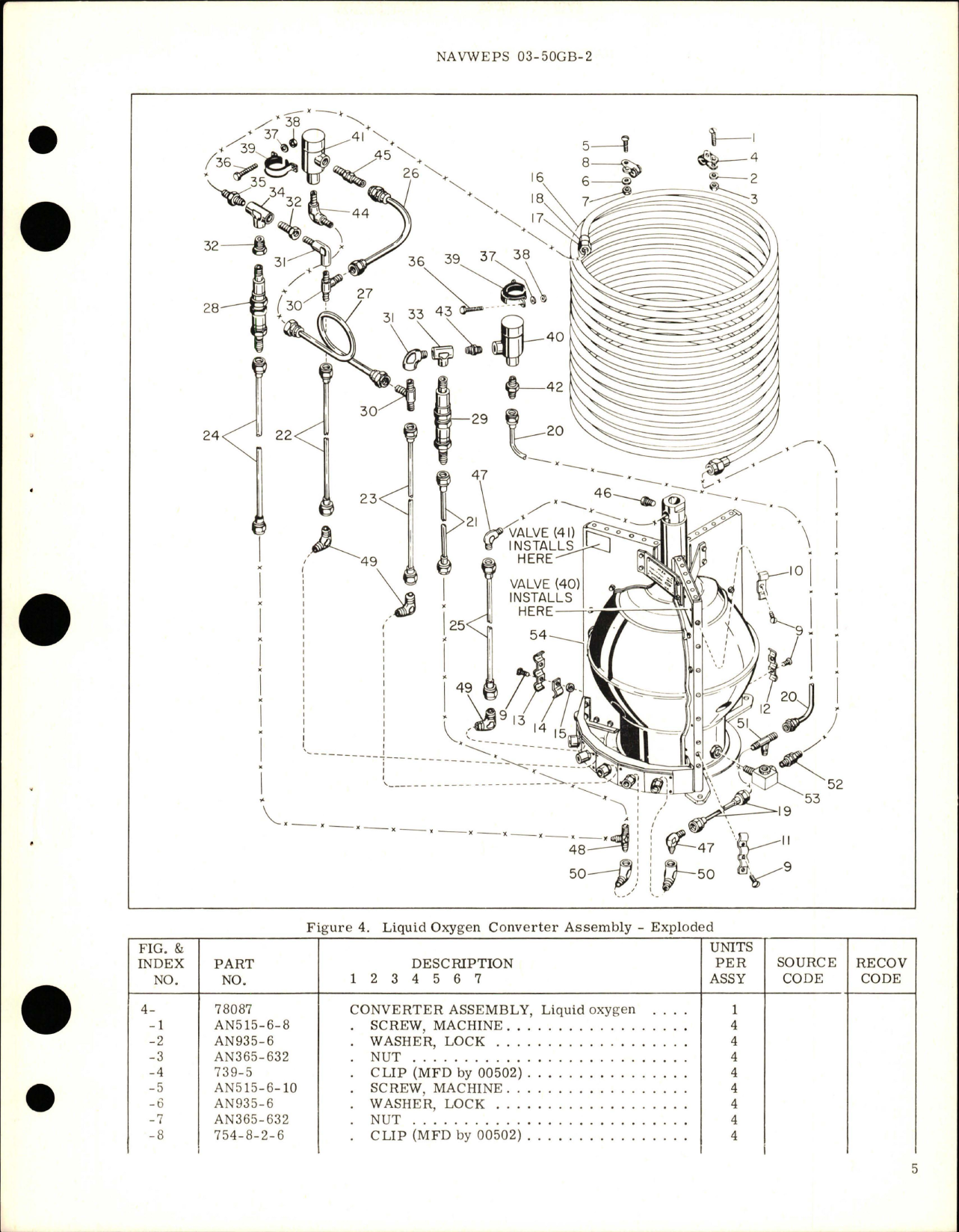 Sample page 5 from AirCorps Library document: Overhaul Instructions with Parts Breakdown for Liquid Oxygen Converter - Part 78087 