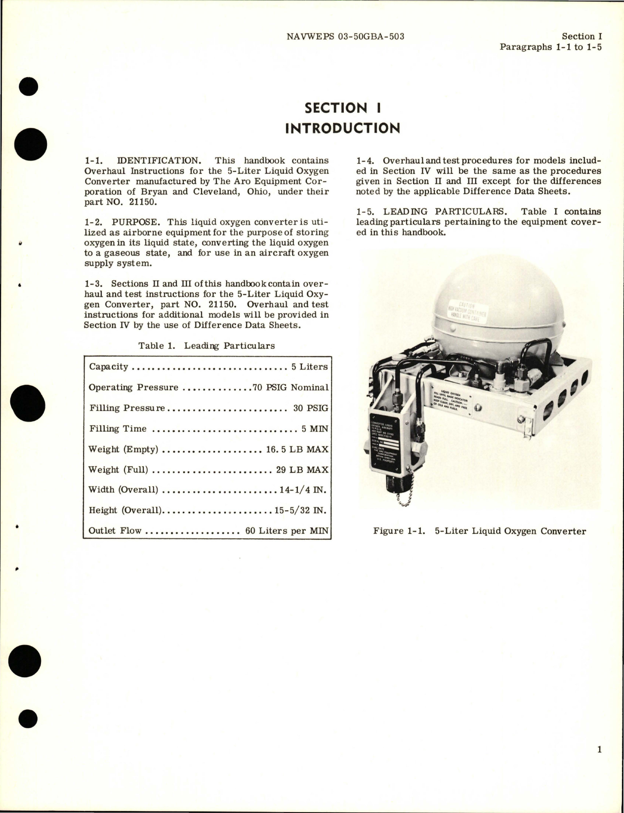 Sample page 5 from AirCorps Library document: Overhaul Instructions for 5-Liter Liquid Oxygen Converter - Part 21150 