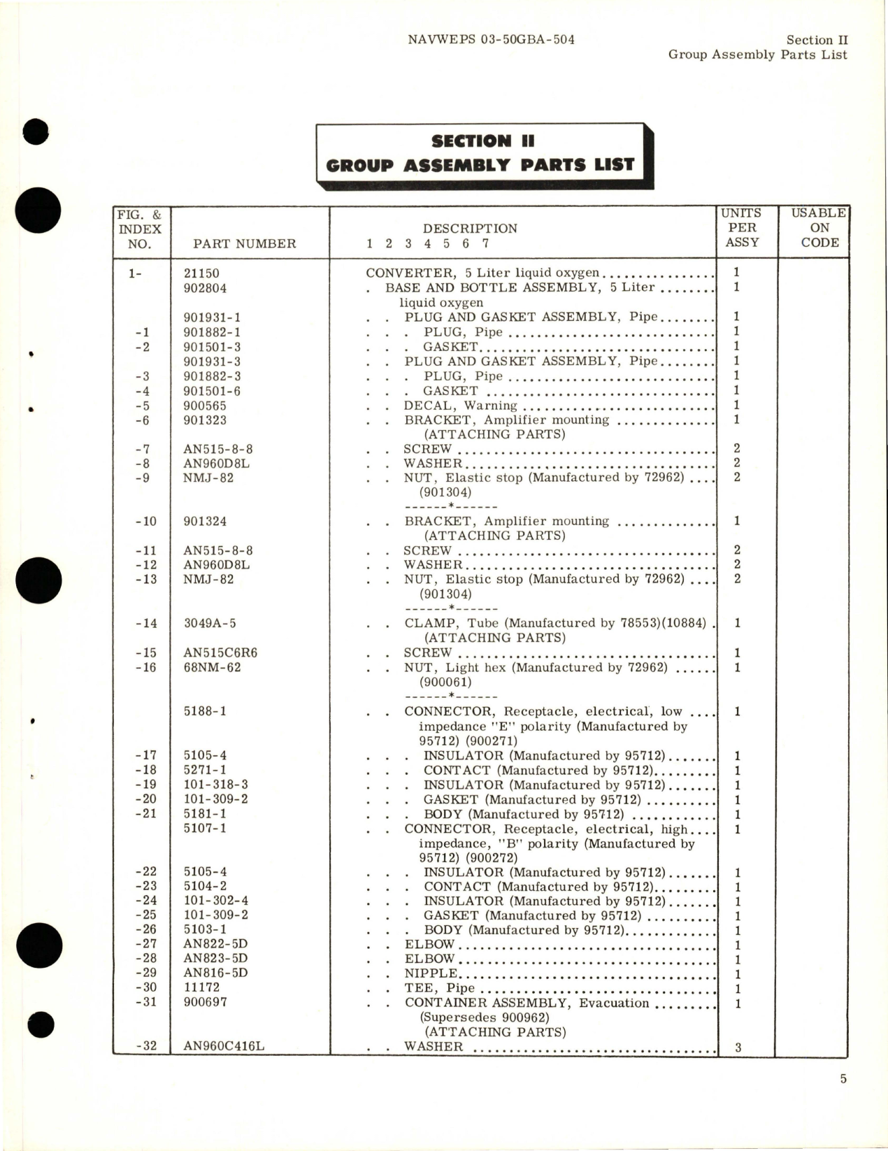 Sample page 7 from AirCorps Library document: Illustrated Parts Breakdown for 5-Liter Liquid Oxygen Converter - Part 21150 