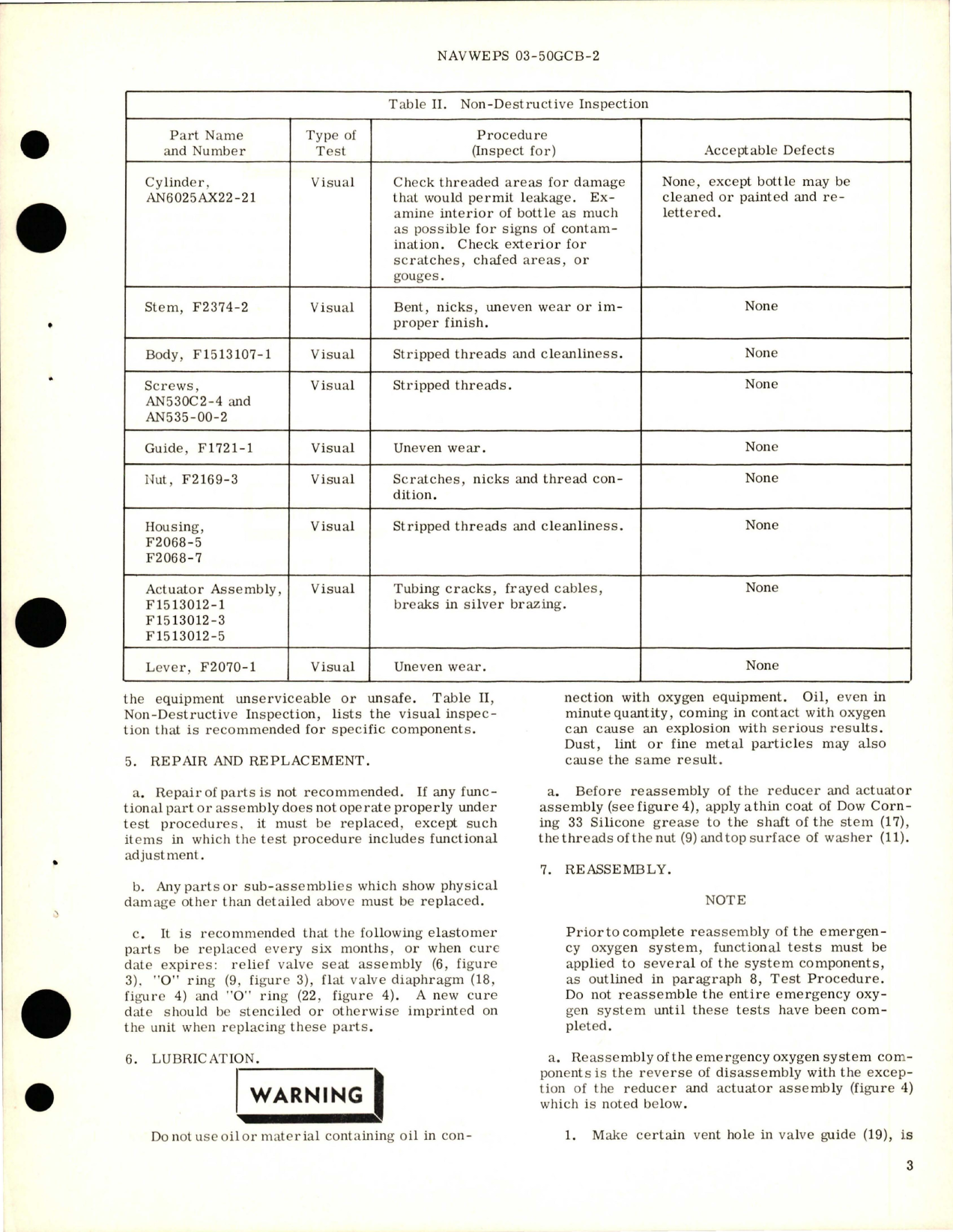 Sample page 5 from AirCorps Library document: Overhaul Instructions w Parts Breakdown for Emergency Oxygen System 