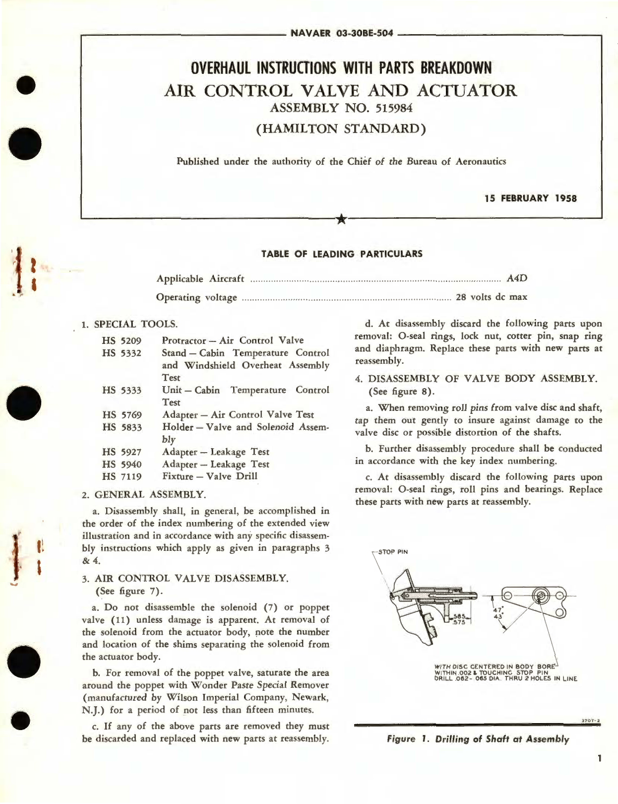 Sample page 1 from AirCorps Library document: Overhaul Instructions with Parts Breakdown for Air Control Valve and Actuator Assembly No. 515984 