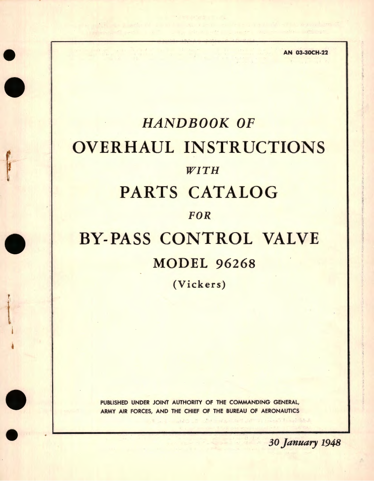 Sample page 1 from AirCorps Library document: Overhaul Instructions with Parts Catalog for By-Pass Control Valve Model 96268 