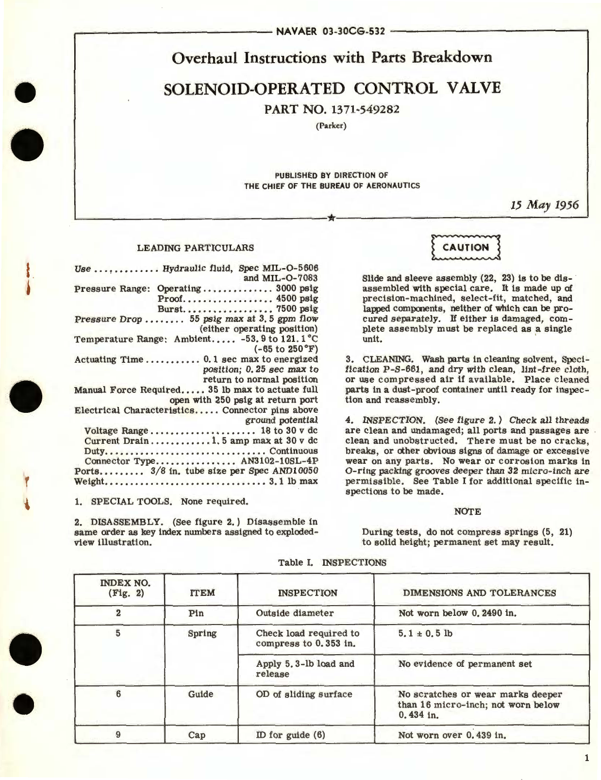 Sample page 1 from AirCorps Library document: Overhaul Instructions with Parts Breakdown for Solenoid-Operated Control Valve Part No. 1371 