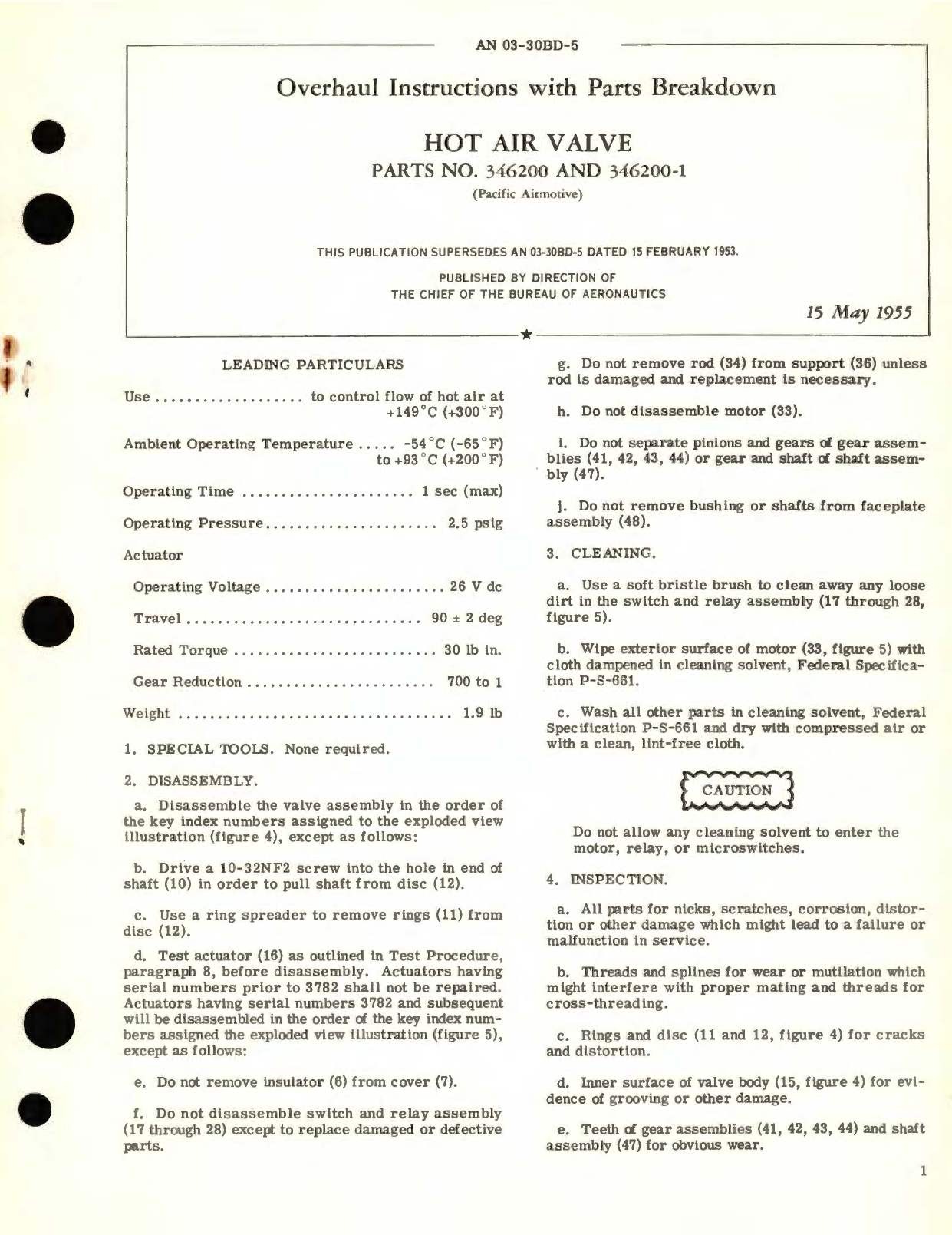 Sample page 1 from AirCorps Library document: Overhaul Instructions with Parts Breakdown for Hot Air Valve Parts No. 346200 