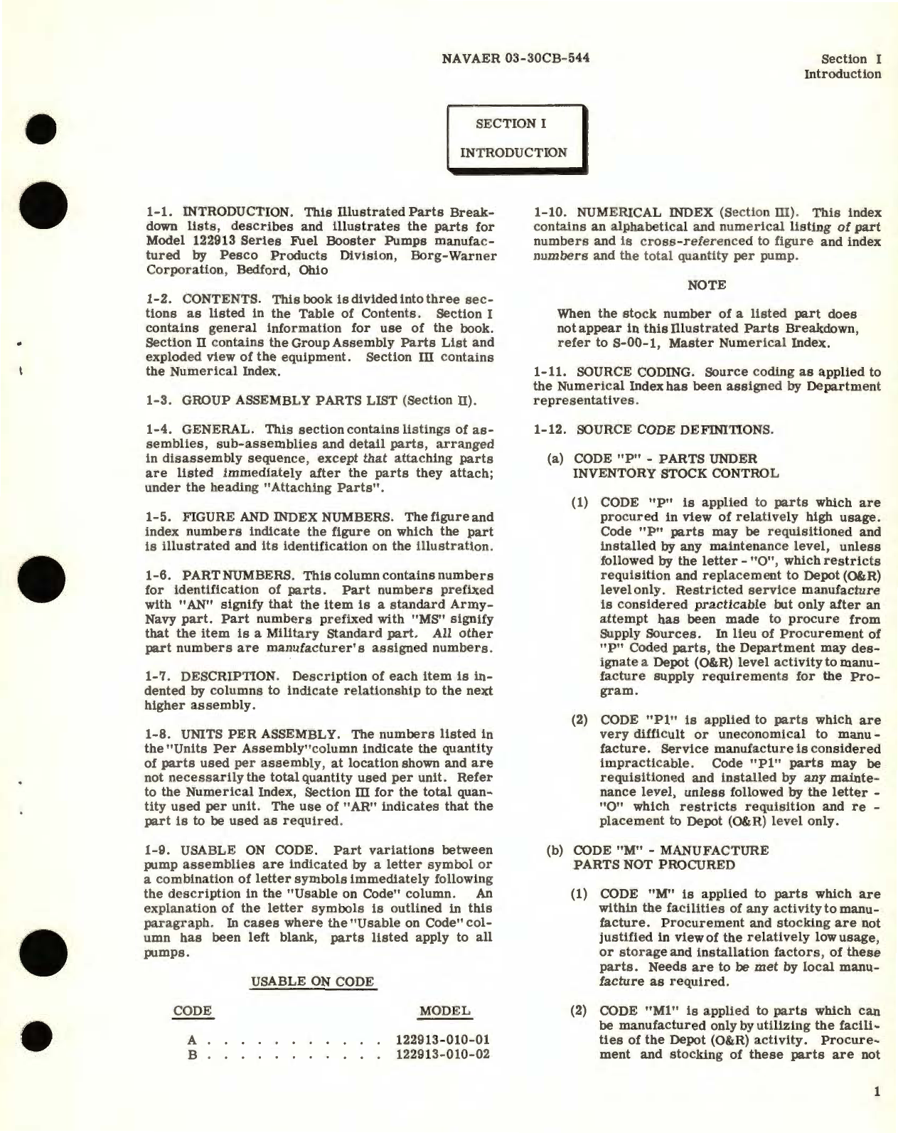 Sample page 5 from AirCorps Library document: Illustrated Parts Breakdown for Fuel Booster Pump Part No. 122913 