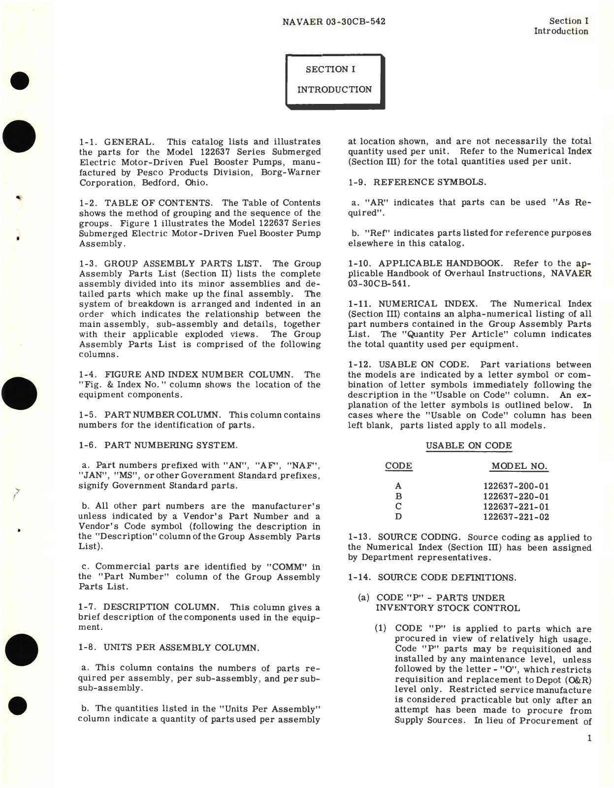 Sample page 5 from AirCorps Library document: Illustrated Parts Breakdown for Submerged Electric Motor-Driven Fuel Booster Pumps 122637 Series