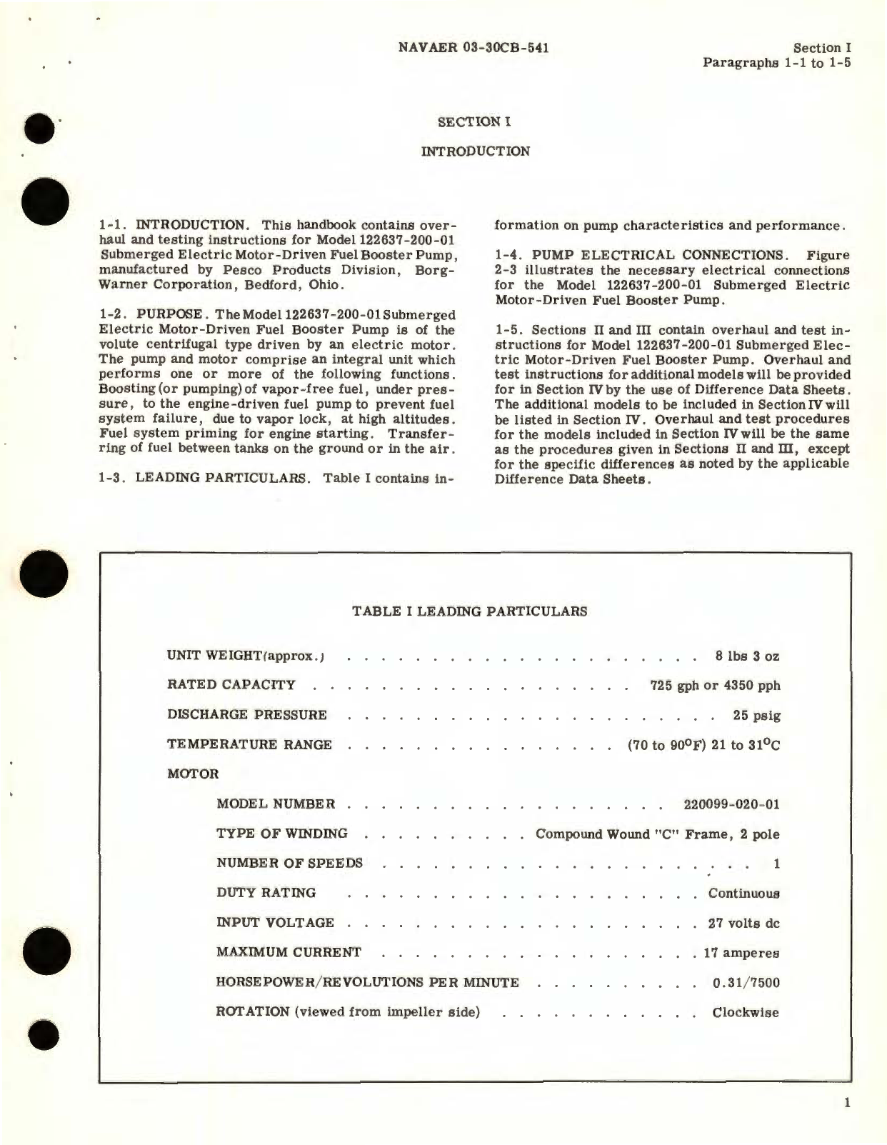 Sample page 5 from AirCorps Library document: Overhaul Instructions for Submerged Electric Motor-Driven Fuel Booster Pumps 122637 Series 