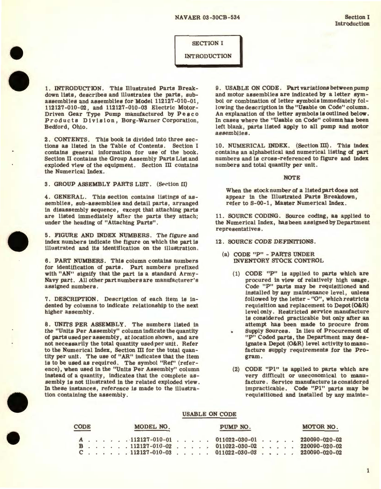 Sample page 5 from AirCorps Library document: Illustrated Parts Breakdown for Electric Motor-Driven Gear Type Pump Assembly Model 112127 Series 