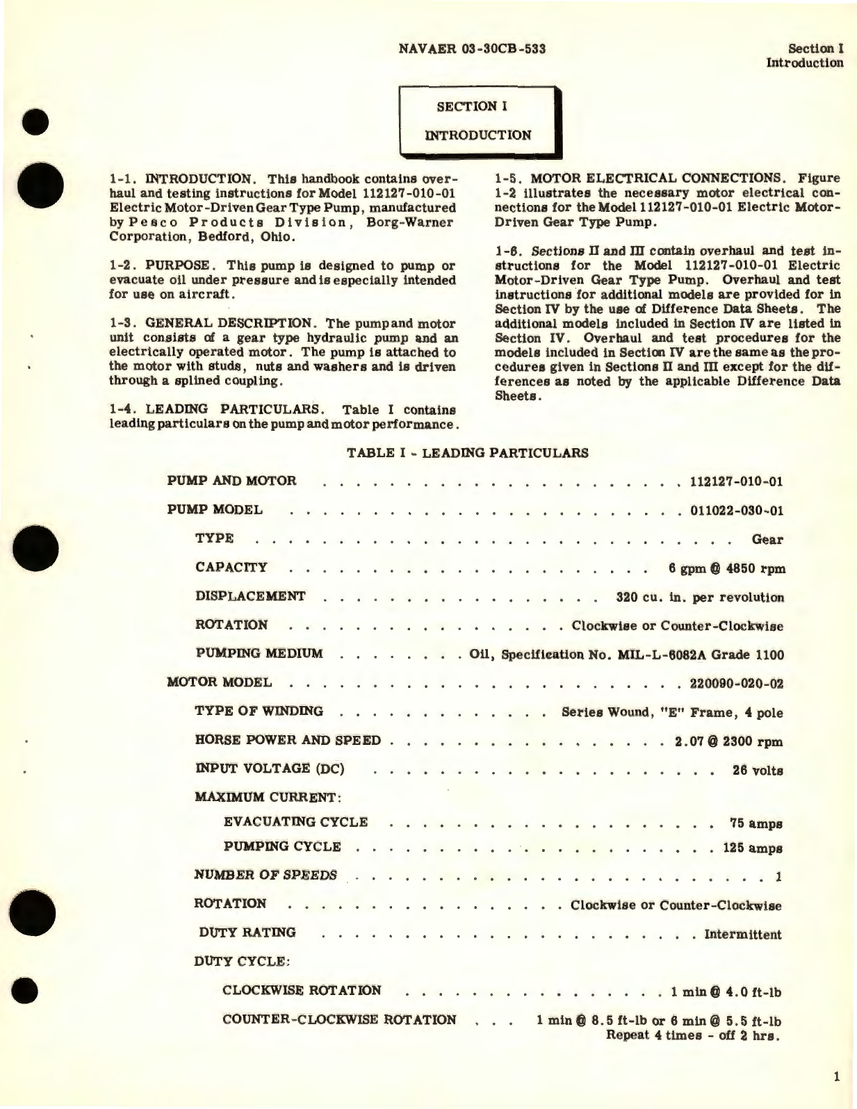 Sample page 5 from AirCorps Library document: Overhaul Instructions for Electric Motor-Driven Gear Type Pump Assembly Model 112127 Series 