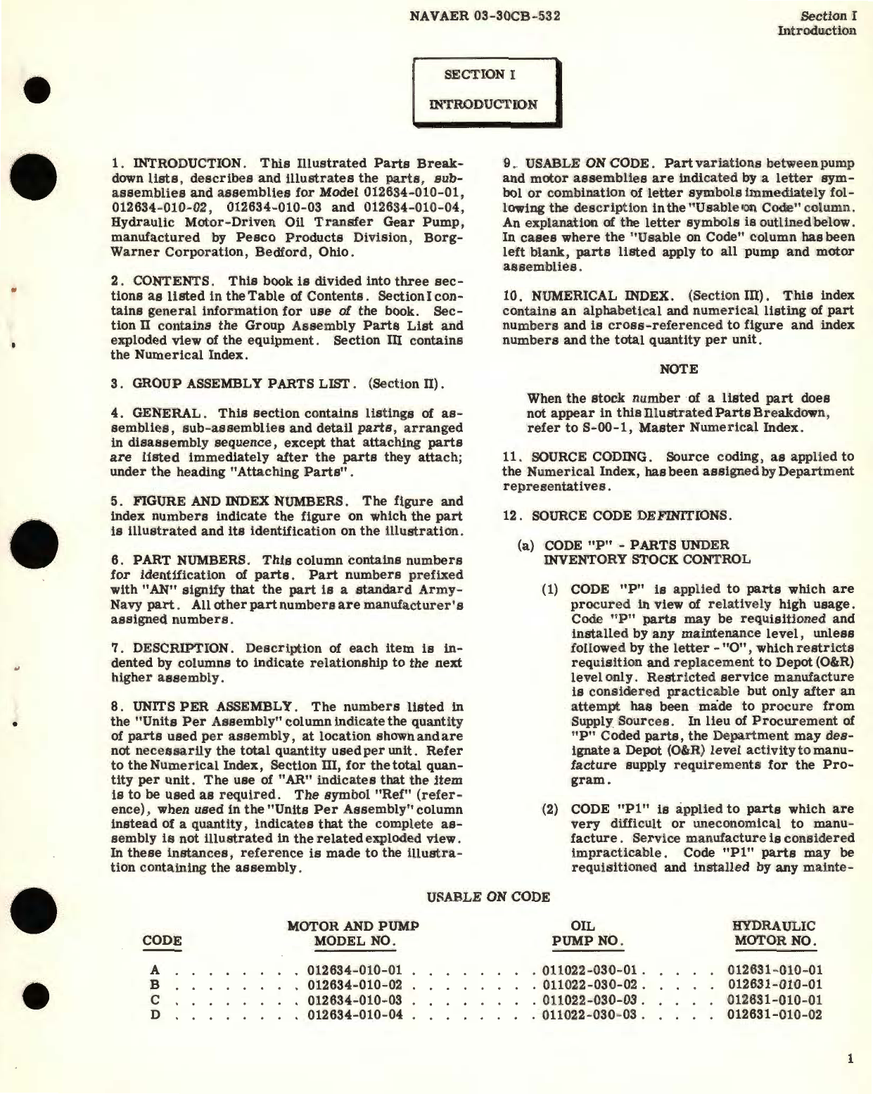 Sample page 5 from AirCorps Library document: Illustrated Parts Breakdown for Hydraulic Motor-Driven Oil Transfer Gear Pumps Model 012634 Series 