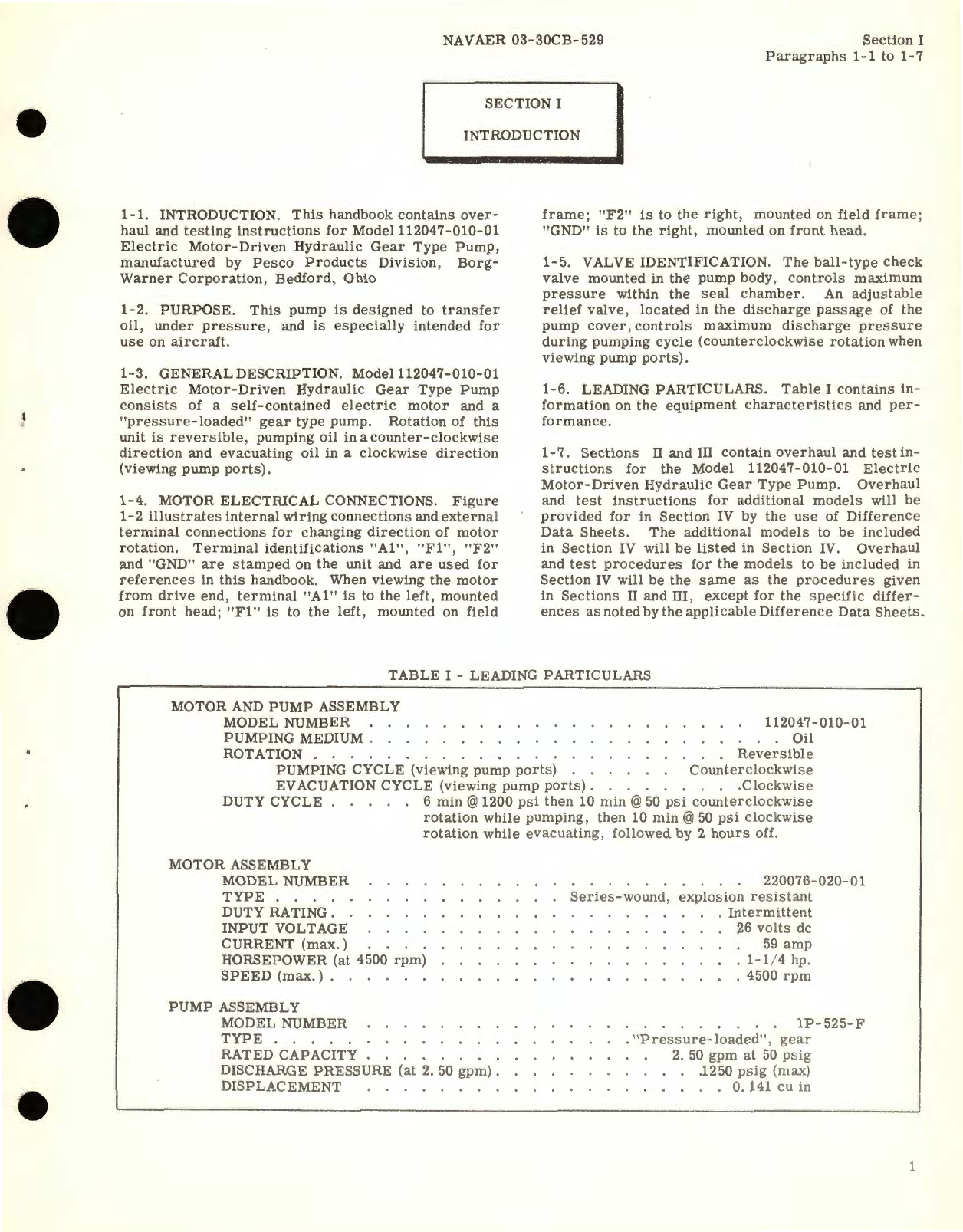 Sample page 5 from AirCorps Library document: Overhaul Instructions, for Electric Motor-Driven Hydraulic Gear Pump Model 112047