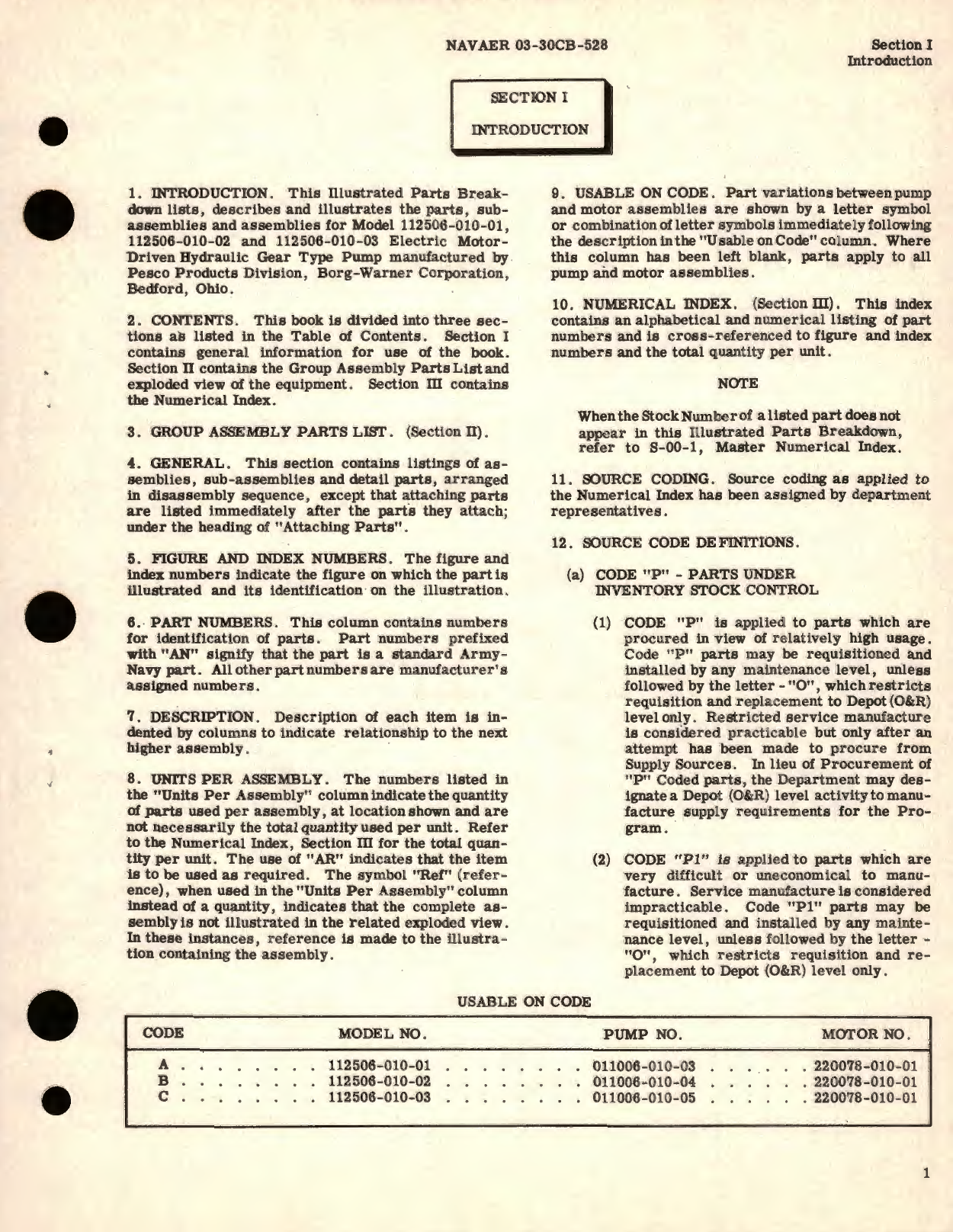 Sample page 5 from AirCorps Library document: Illustrated Parts Breakdown for Electric Motor-Driven Hydraulic Gear Pump Models 112506