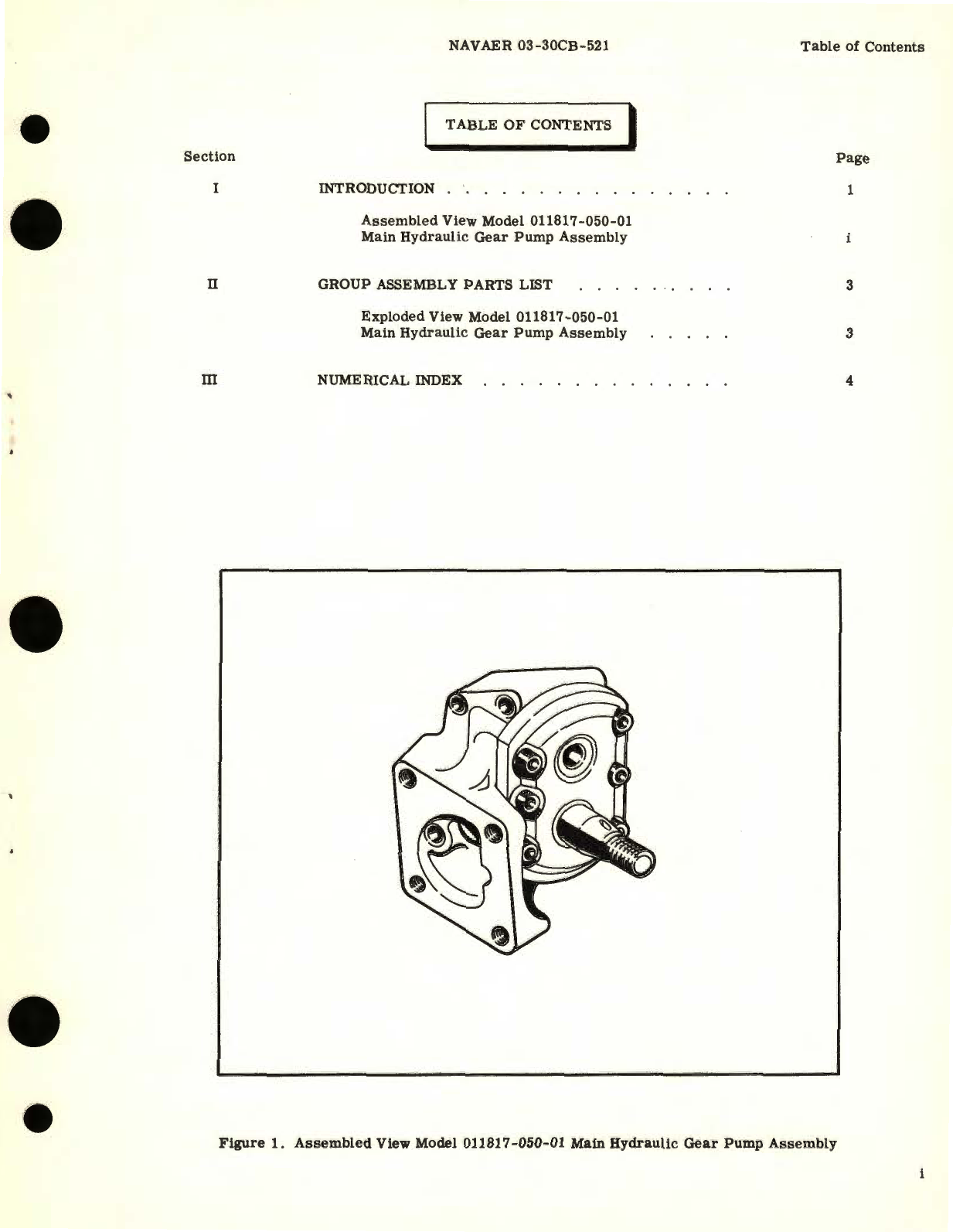 Sample page 3 from AirCorps Library document: Illustrated Parts Breakdown for Main Hydraulic Gear Pump Assembly Model 011817-050-01