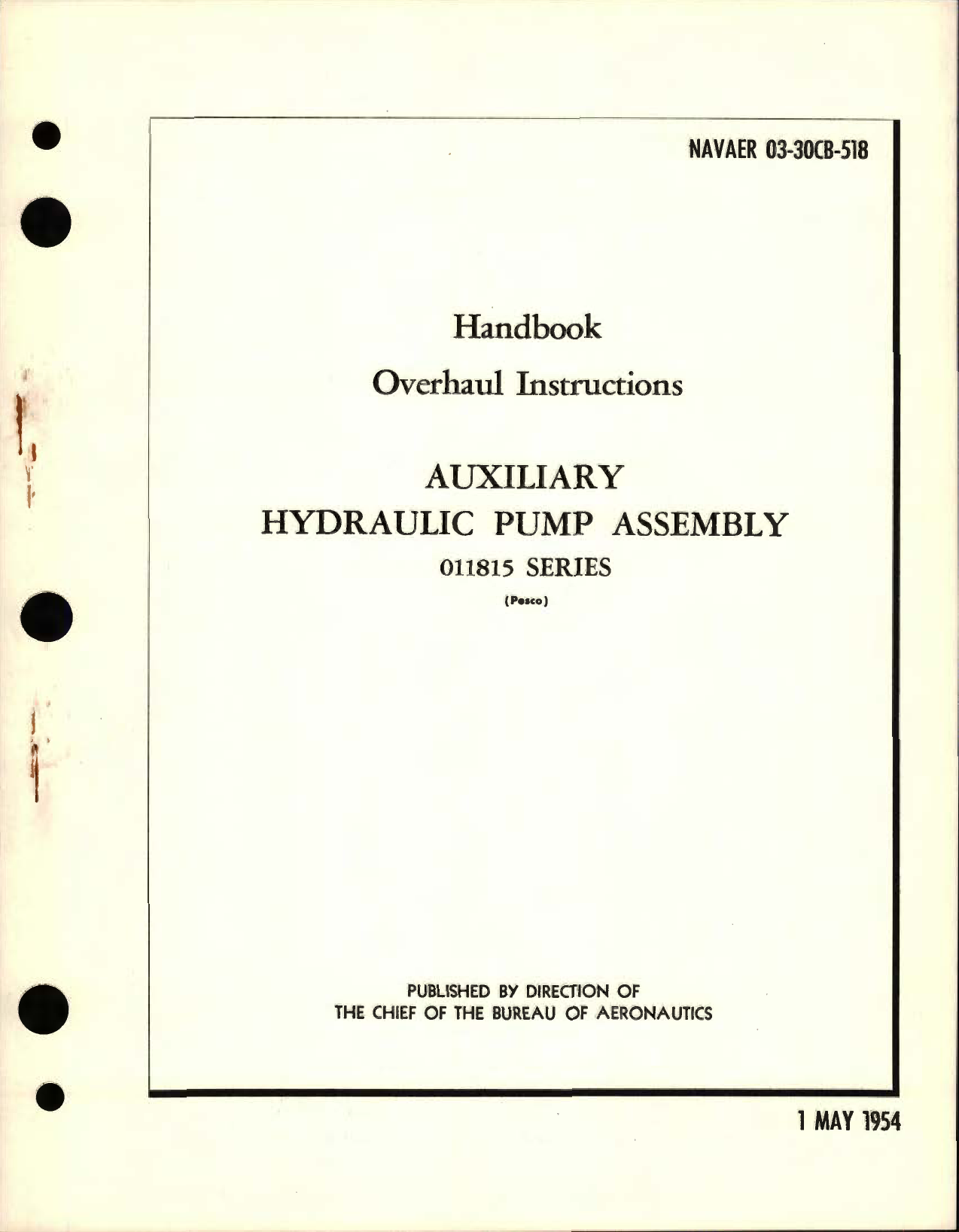 Sample page 1 from AirCorps Library document: Overhaul Instructions for Auxiliary Hydraulic Pump Assembly 011815 Series