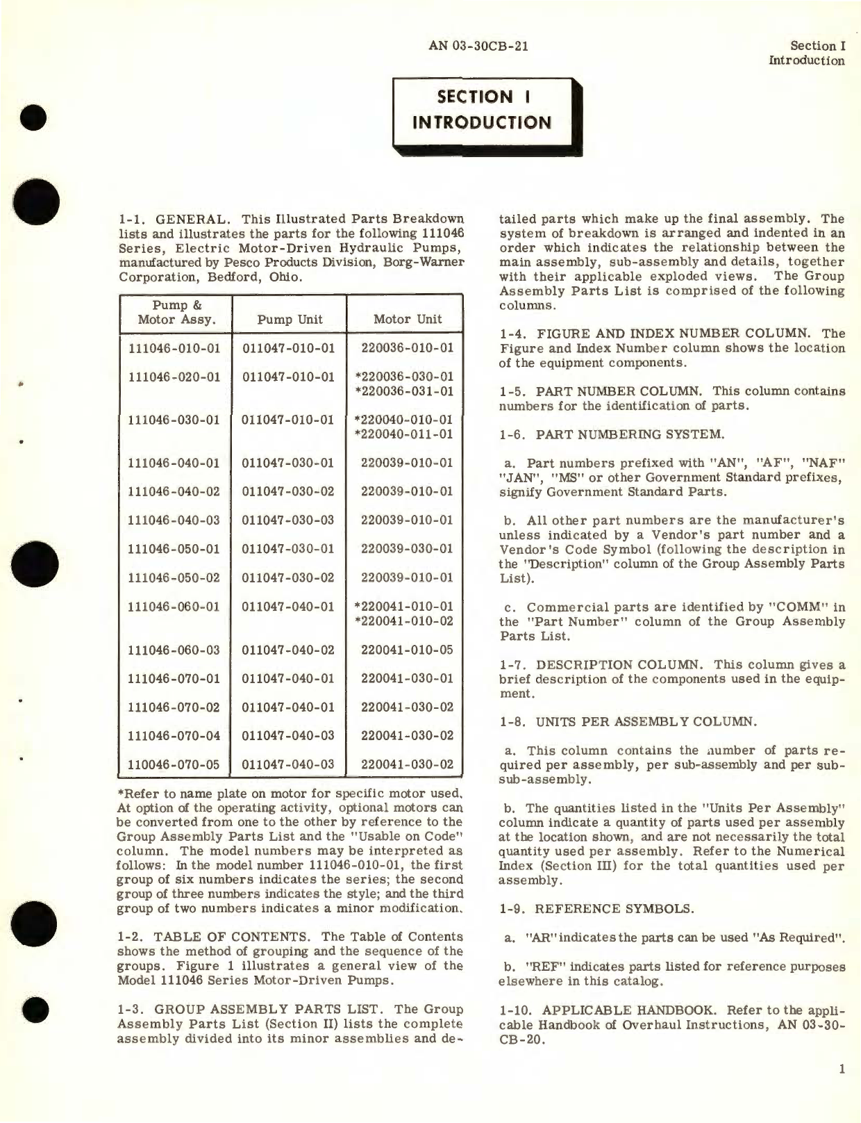 Sample page 5 from AirCorps Library document: Illustrated Parts Breakdown for Electric Motor-Driven Gear Pump Models 111046 