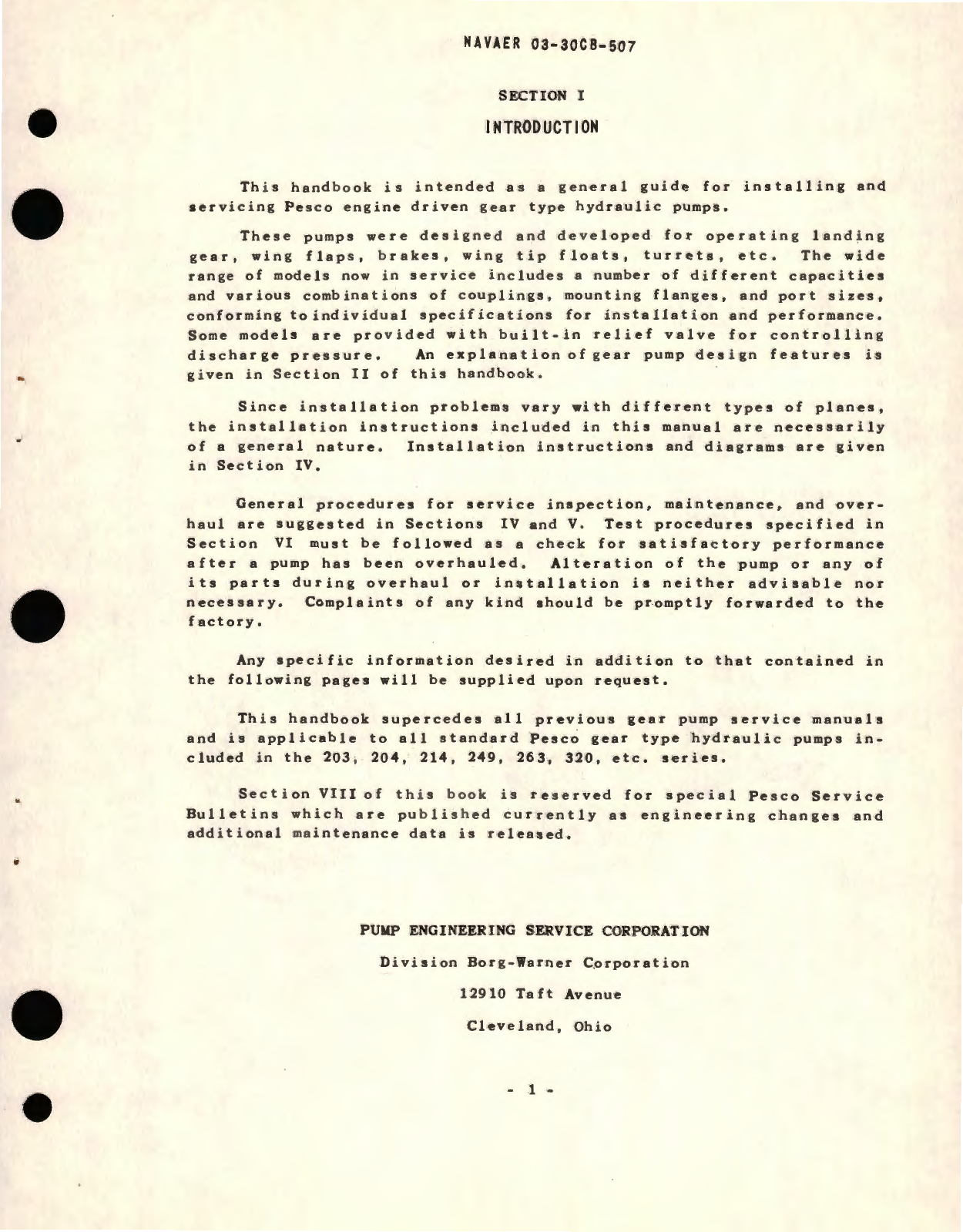 Sample page 9 from AirCorps Library document: Operation, Service and Overhaul Instructions with Parts Catalog for Engine Driven Gear Type Hydraulic Pumps IP-203, IP-204, IP-214, IP-249, IP263, IP-466