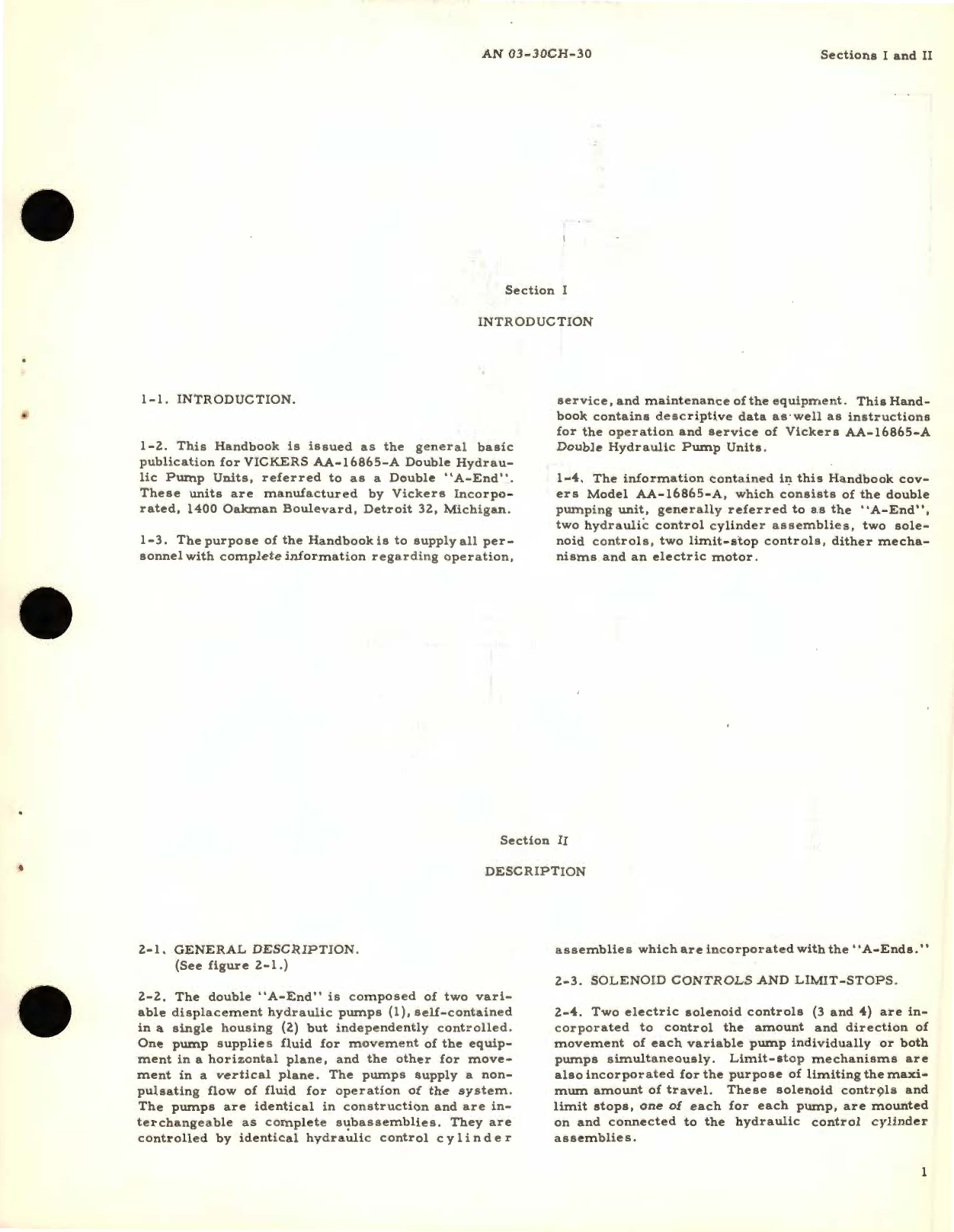 Sample page 5 from AirCorps Library document: Operation and Service Instructions for Double Hydraulic Pump Units Model AA-16865-A