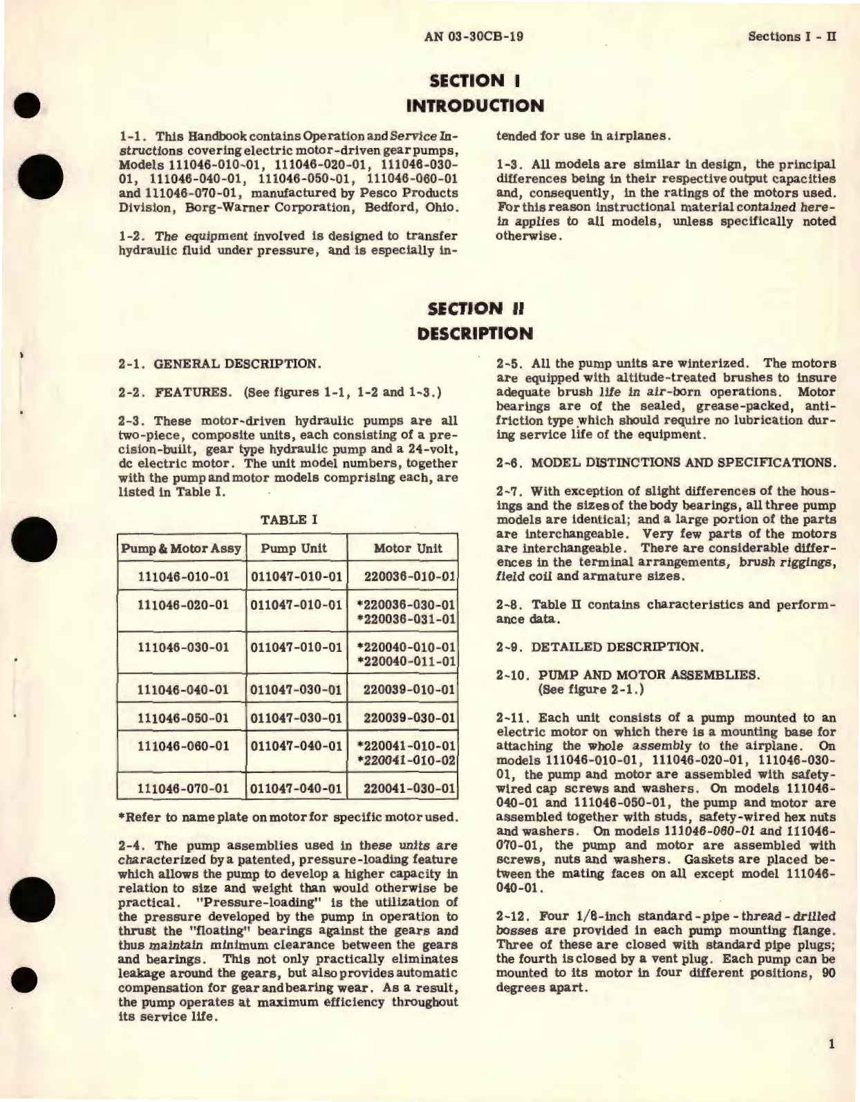 Sample page 5 from AirCorps Library document: Operation and Service Instructions for Electric Motor-Driven Gear Pumps Models 111046 