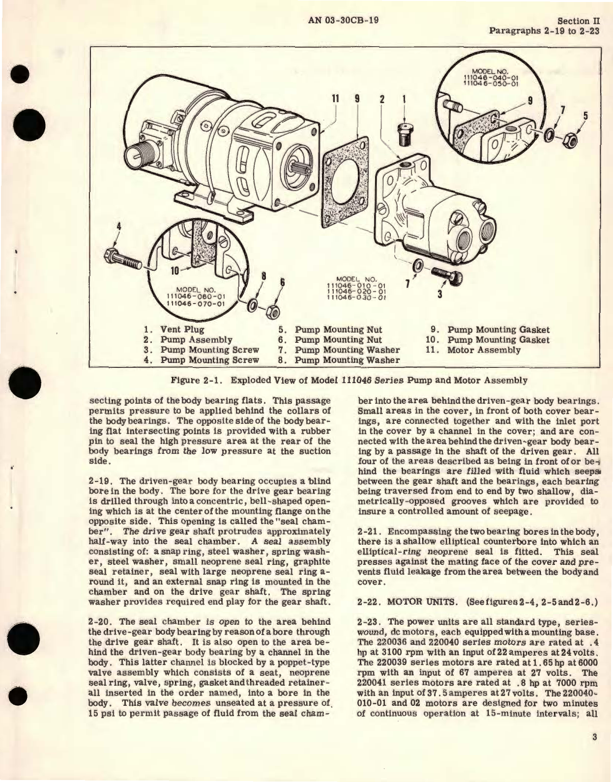 Sample page 7 from AirCorps Library document: Operation and Service Instructions for Electric Motor-Driven Gear Pumps Models 111046 