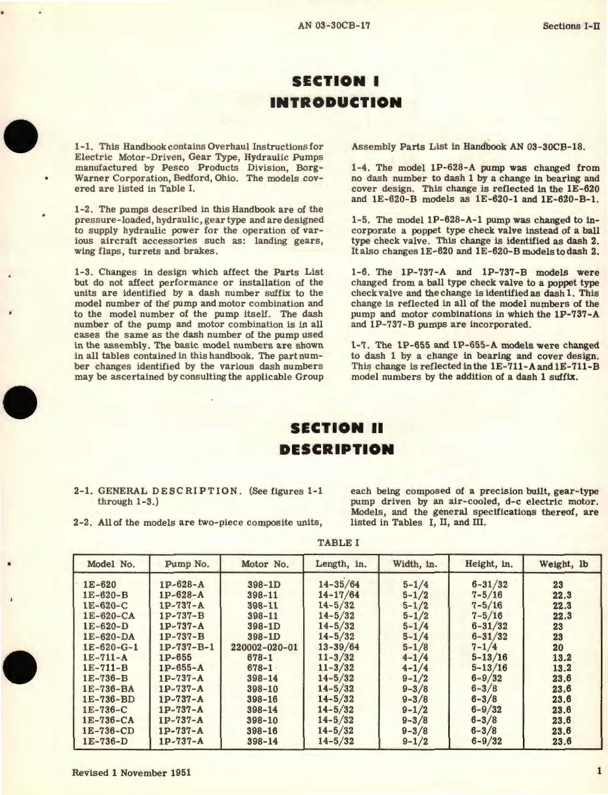 Sample page 5 from AirCorps Library document: Overhaul Instructions for Hydraulic Pumps 1E-620, 1E-711, 1E-736 Series