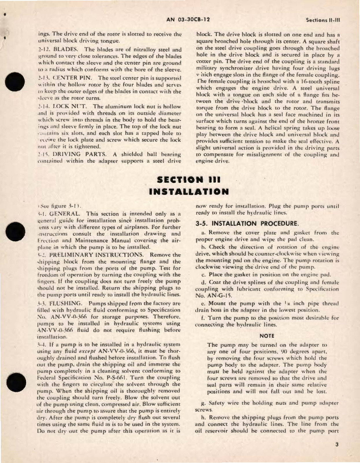 Sample page 7 from AirCorps Library document: Operation, Service and Overhaul Instructions with Parts Breakdown for Model 1P-196A Hydraulic Pump