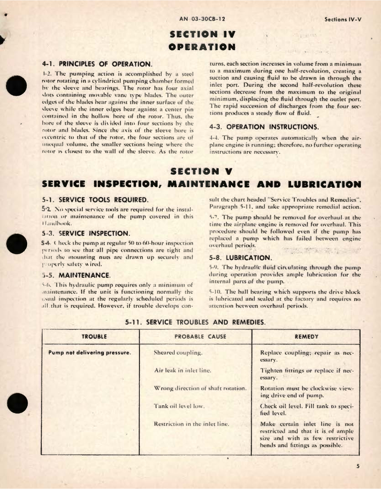 Sample page 9 from AirCorps Library document: Operation, Service and Overhaul Instructions with Parts Breakdown for Model 1P-196A Hydraulic Pump