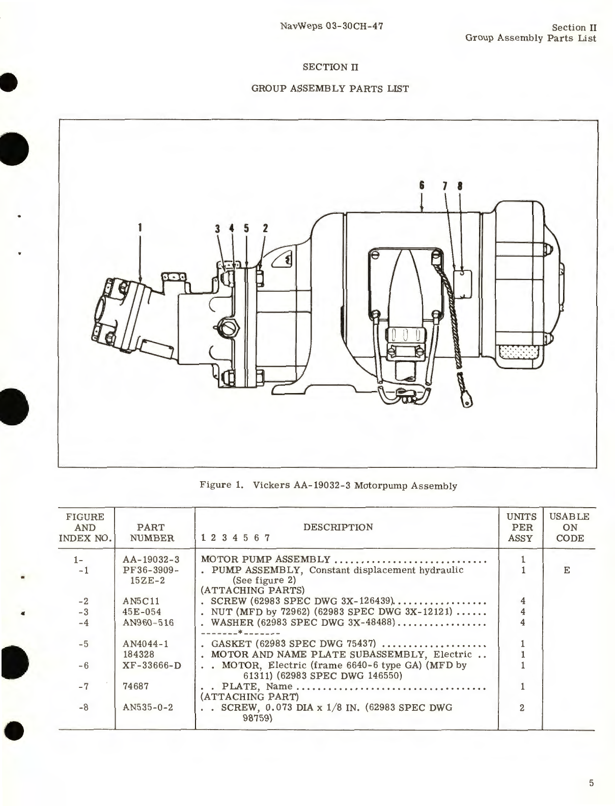 Sample page 7 from AirCorps Library document: Illustrated Parts Breakdown for Hydraulic Pump Assembly Models PF10-3909, PF36-3909, AA-19032 Motorpump