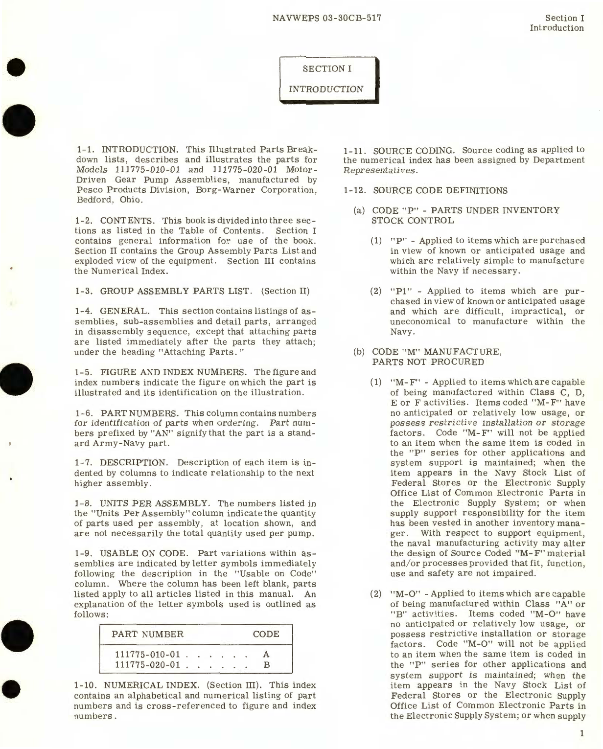 Sample page 5 from AirCorps Library document: Illustrated Parts Breakdown for Electric Motor-Driven Hydraulic Gear Pump Model 111775 