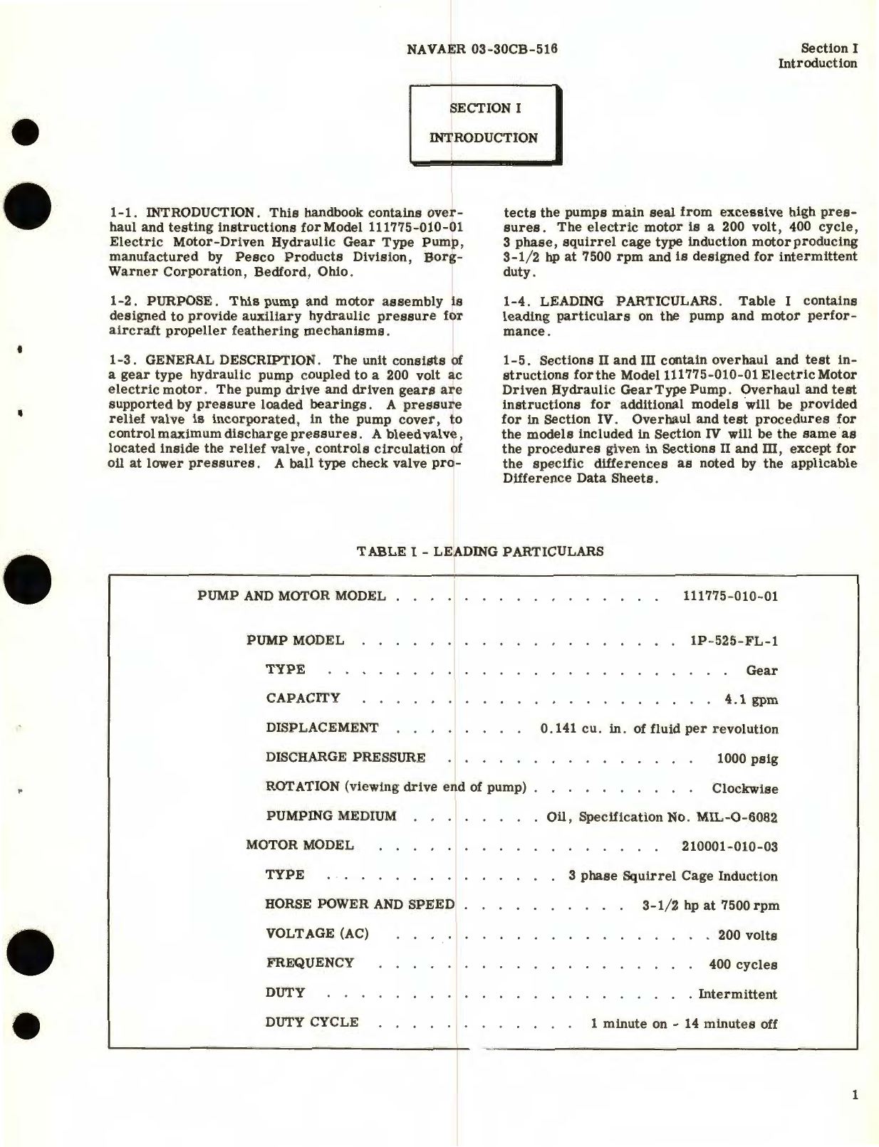 Sample page 5 from AirCorps Library document: Overhaul Instructions for Electric Motor-Driven Hydraulic Gear Pump Model 111775 