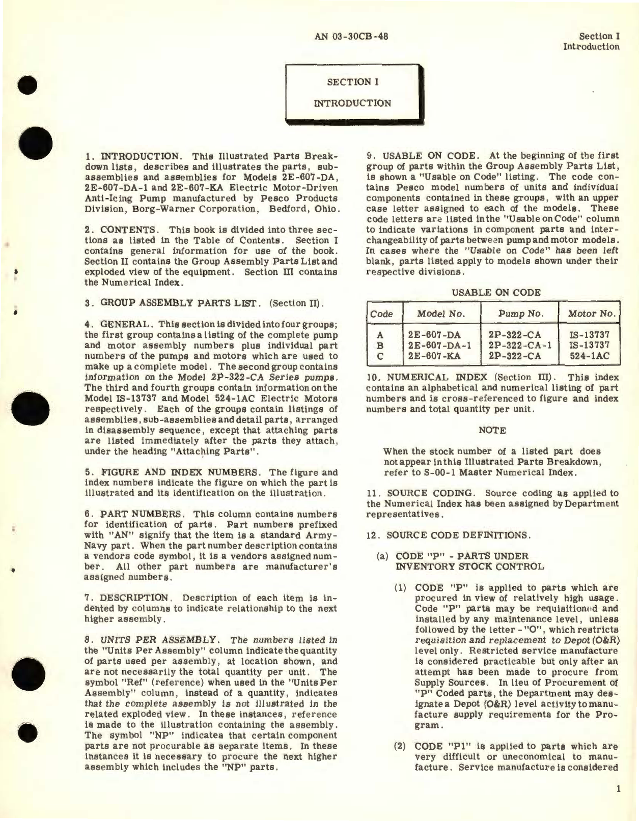 Sample page 5 from AirCorps Library document: Illustrated Parts Breakdown for Electric Motor-Driven Anti-Icing Pump Models 2E-607