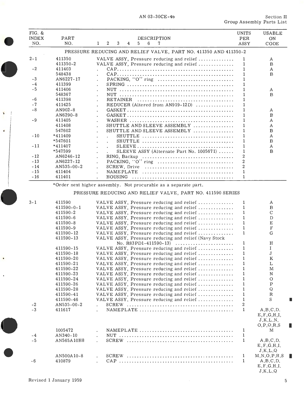 Sample page 7 from AirCorps Library document: Illustrated Parts Breakdown for Hydraulic Pressure Reducing Valves Part No. 410260, 547990 Series, 411350, 550830 Series, 411350-2, 551820 Series, 411590 Series, 551940 Series,1005930 Series