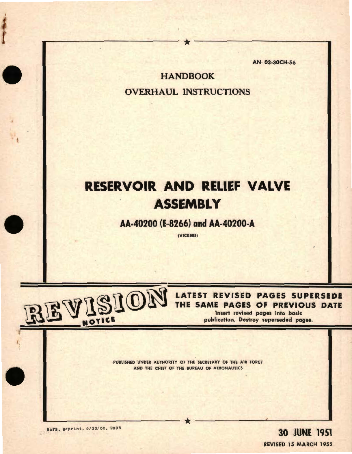 Sample page 1 from AirCorps Library document: Overhaul Instructions for Reservoir and Relief Valve Assembly AA-40200 (E-8266) and AA-40200-A