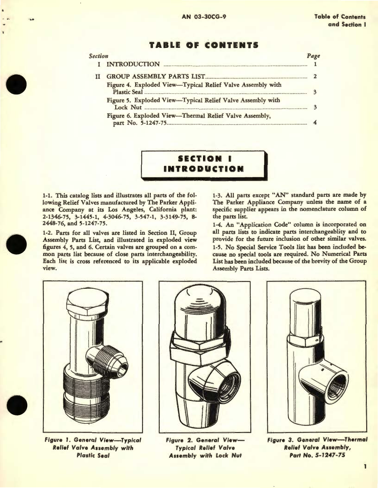 Sample page 3 from AirCorps Library document: Parts Catalog for Relief Valves Part No. 2-1346, 3-1445, 3-547, 3-3149- 4-3046, 5-1247, 8-2448