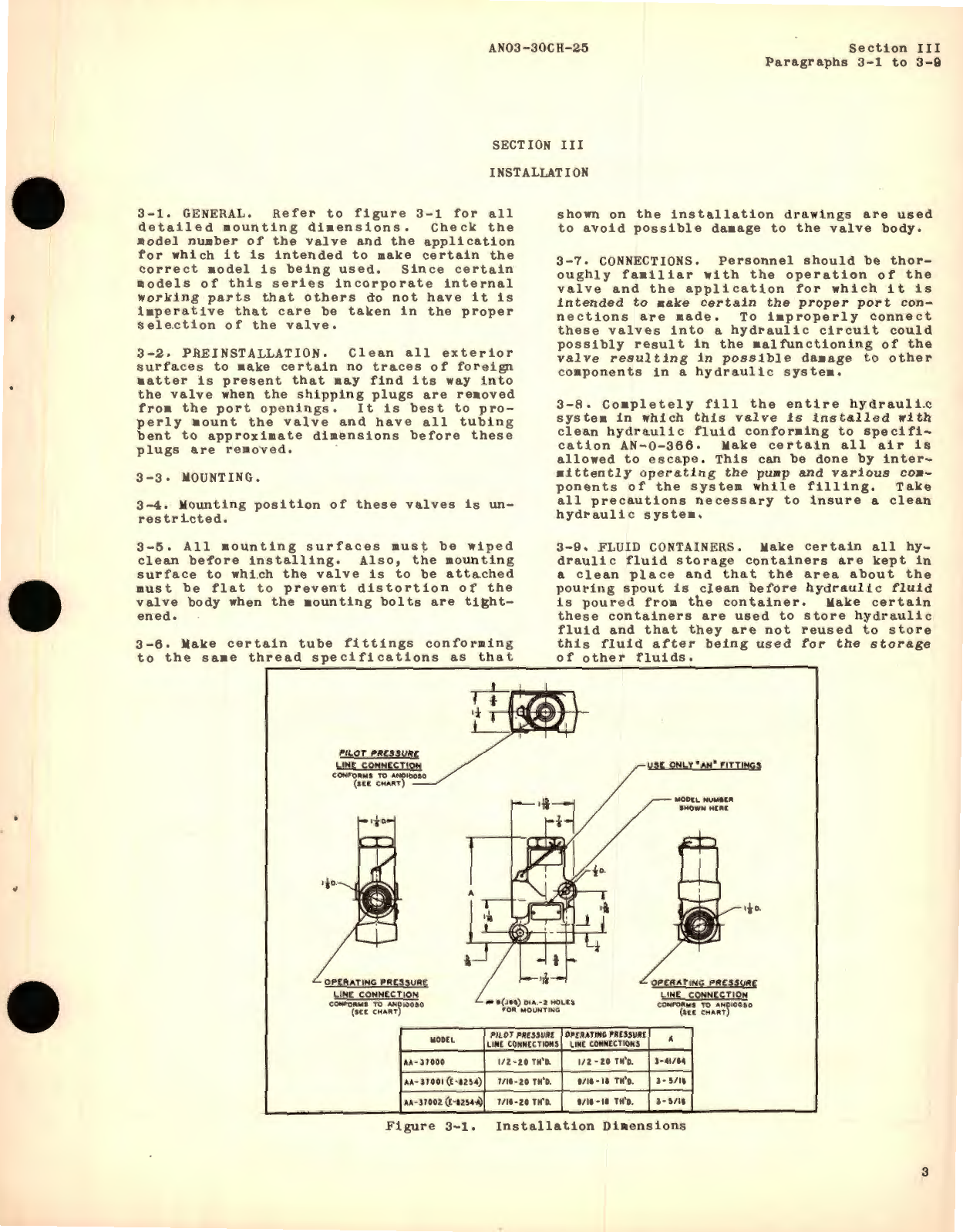 Sample page 7 from AirCorps Library document: Operation, Service and Overhaul Instructions with Parts Catalog for Pilot Operated On and Off Valves Models AA-37000, AA-37001, AA-3 7002