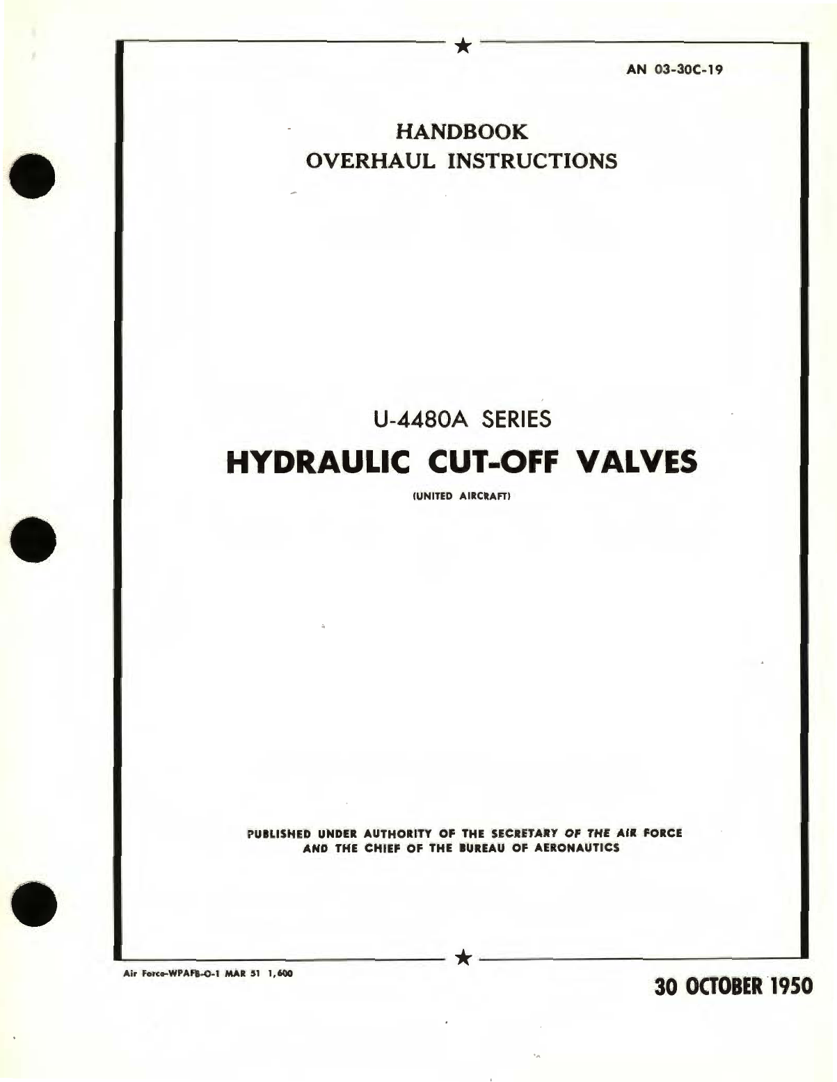 Sample page 1 from AirCorps Library document: Overhaul Instructions for Hydraulic Cut-Off Valves U-4480A 