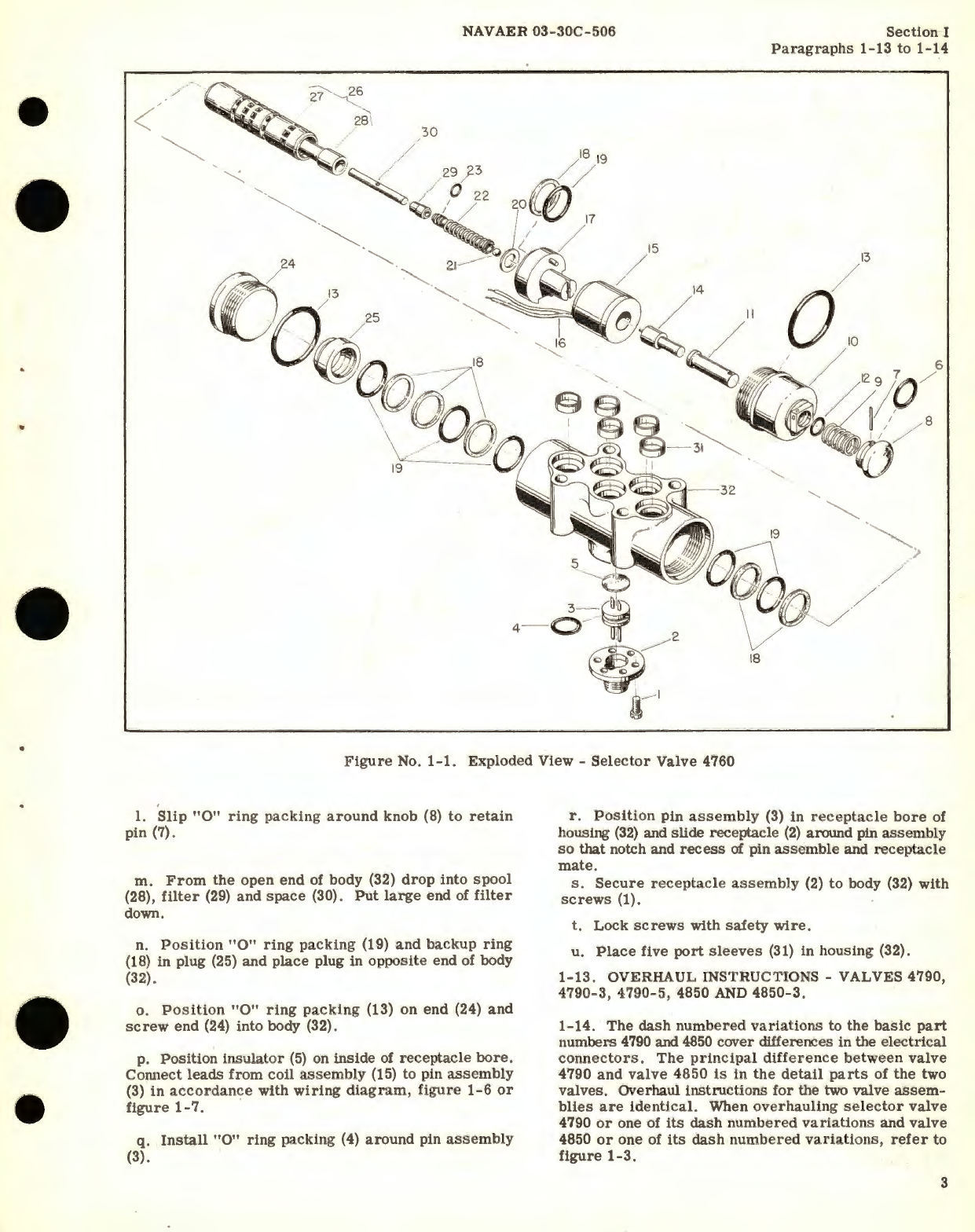 Sample page 5 from AirCorps Library document: Overhaul Instructions with Parts Catalog for Selector Valve Assemblies Models 4760, 4770, 4780, 4790, 4850 