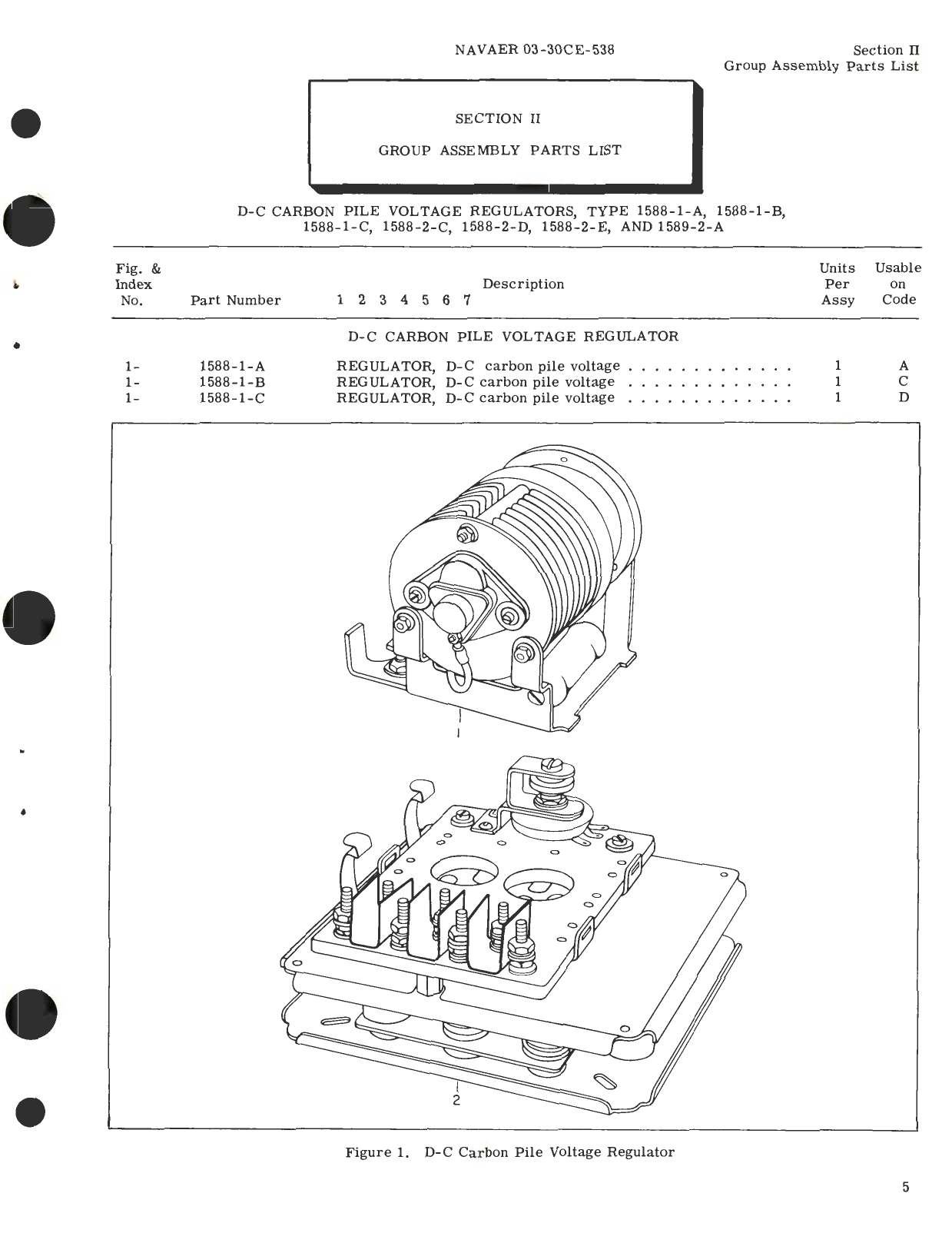 Sample page 9 from AirCorps Library document: Illustrated Parts Breakdown for D-C Carbon Pile Voltage Regulator Type No. 1588, 1589 