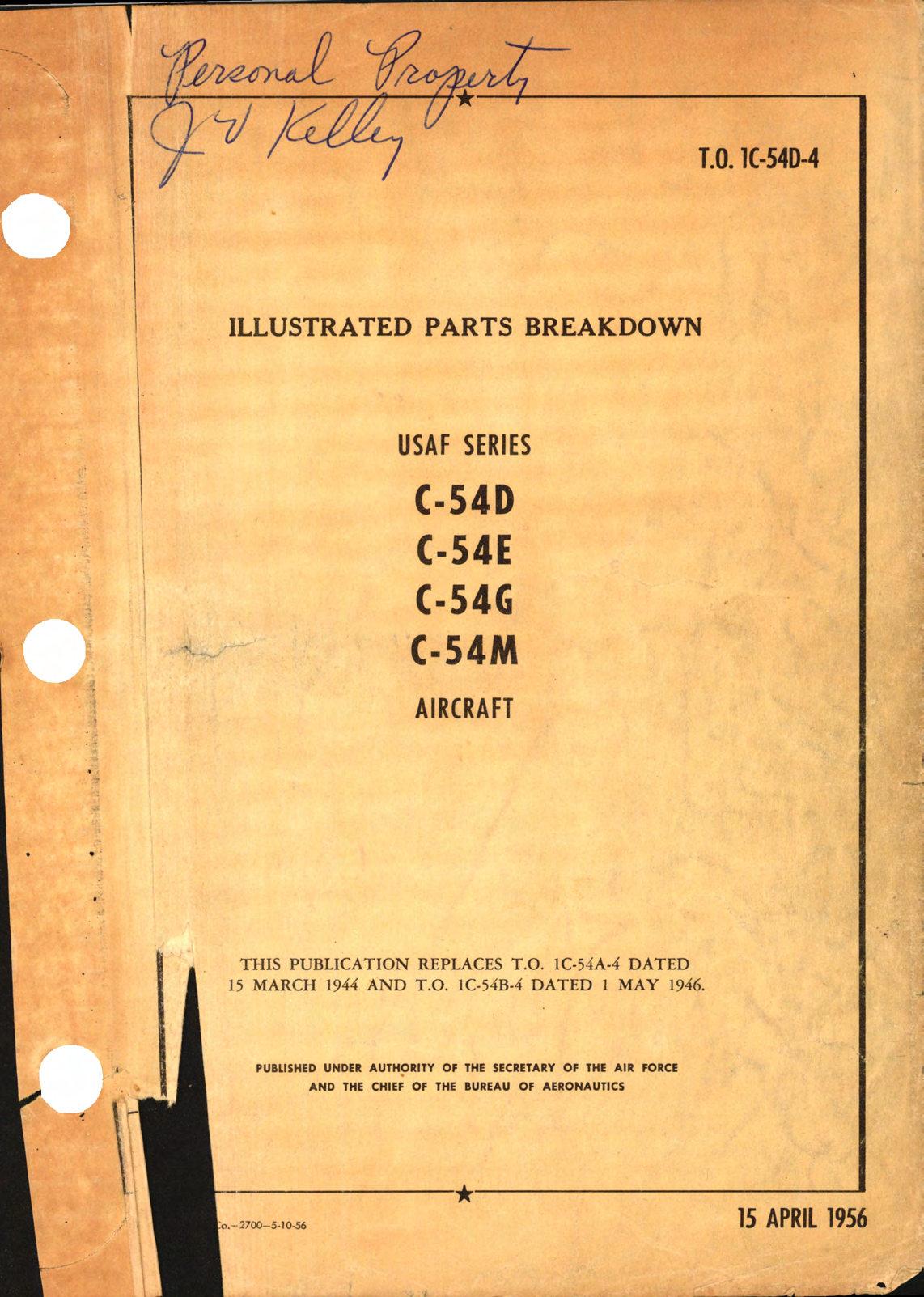 Sample page 1 from AirCorps Library document: Illustrated Parts Breakdown for C-54D, C-54E, C-54G, and C-54M