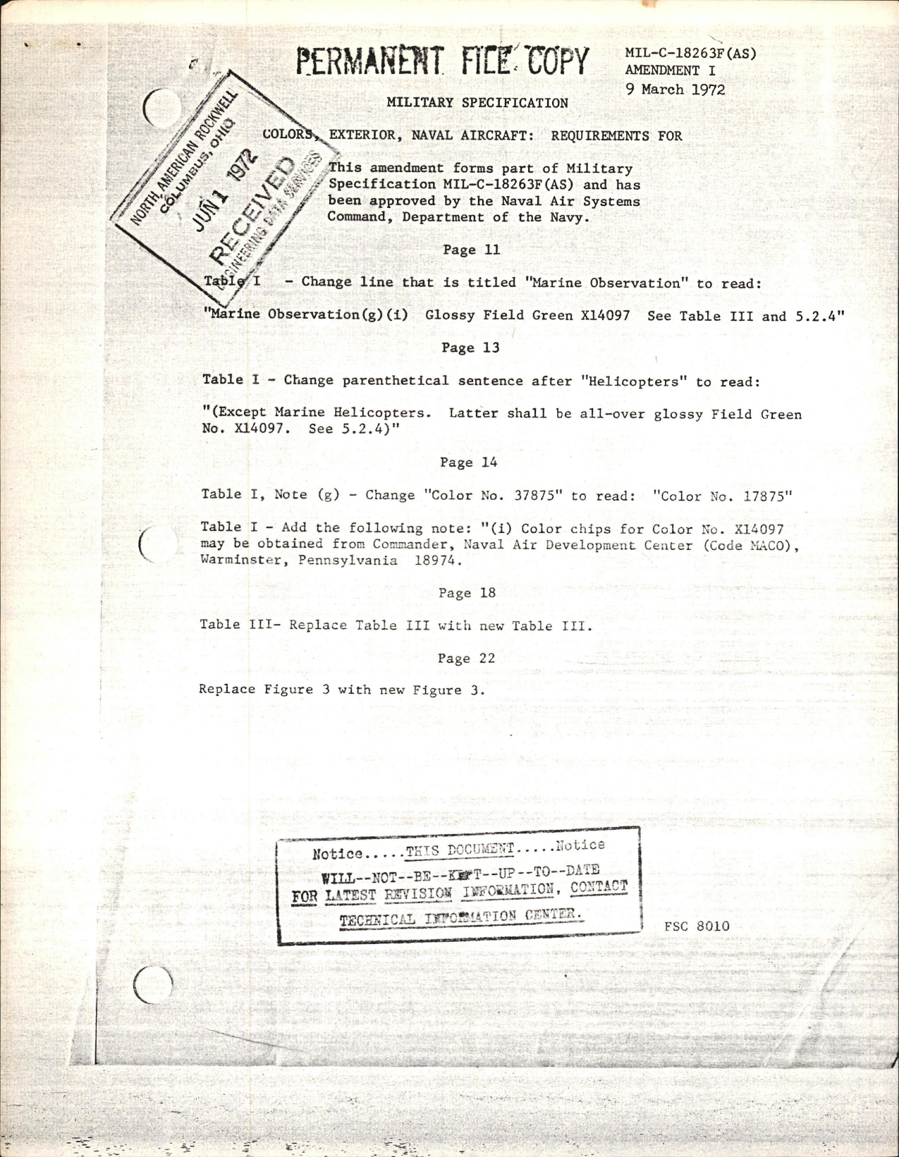 Sample page 1 from AirCorps Library document: Military Specification Requirements for Exterior Colors of Naval Aircraft