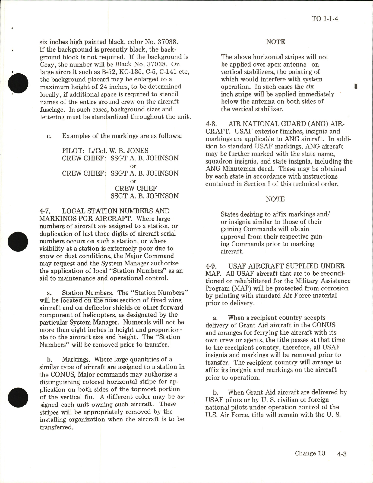 Sample page 5 from AirCorps Library document: Exterior Finishes, Insignia and Markings for USAF Aircraft - Change - 13