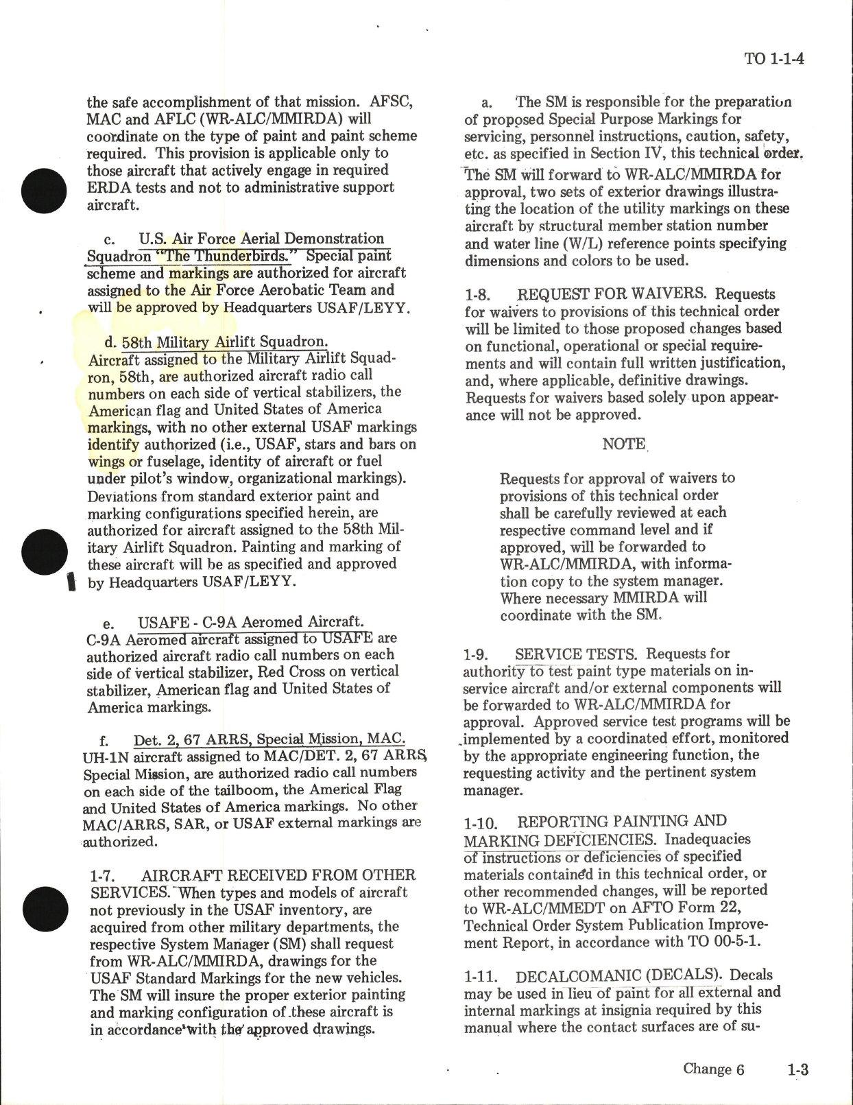 Sample page 5 from AirCorps Library document: Exterior Finishes, Insignia and Markings for USAF Aircraft - Change - 15