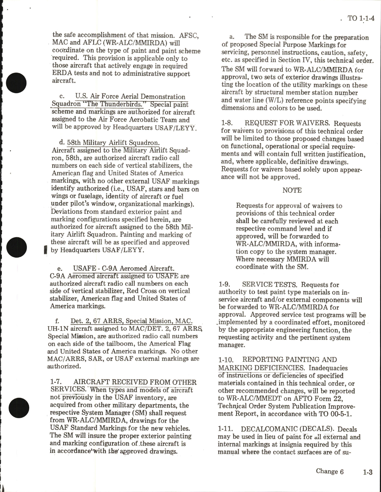 Sample page 5 from AirCorps Library document: Exterior Finishes, Insignia and Markings for USAF Aircraft - Change - 16
