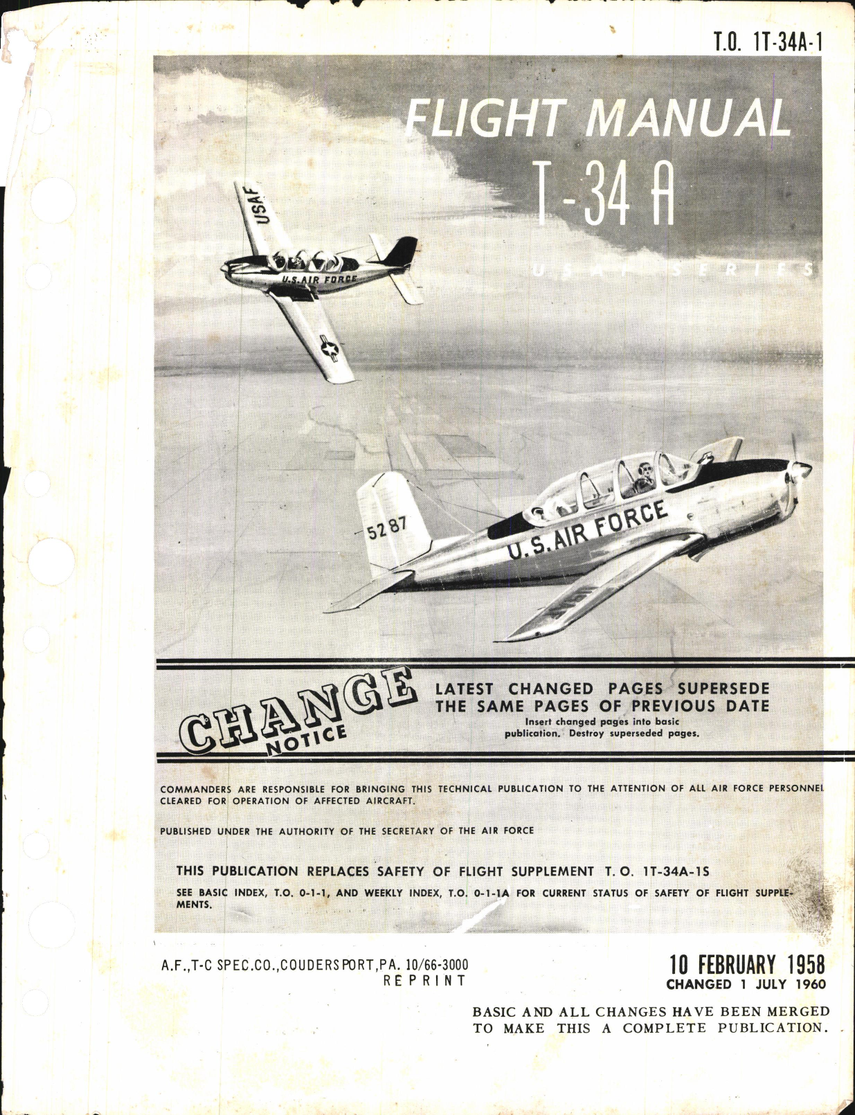 Sample page 1 from AirCorps Library document: Flight Manual for T-34A