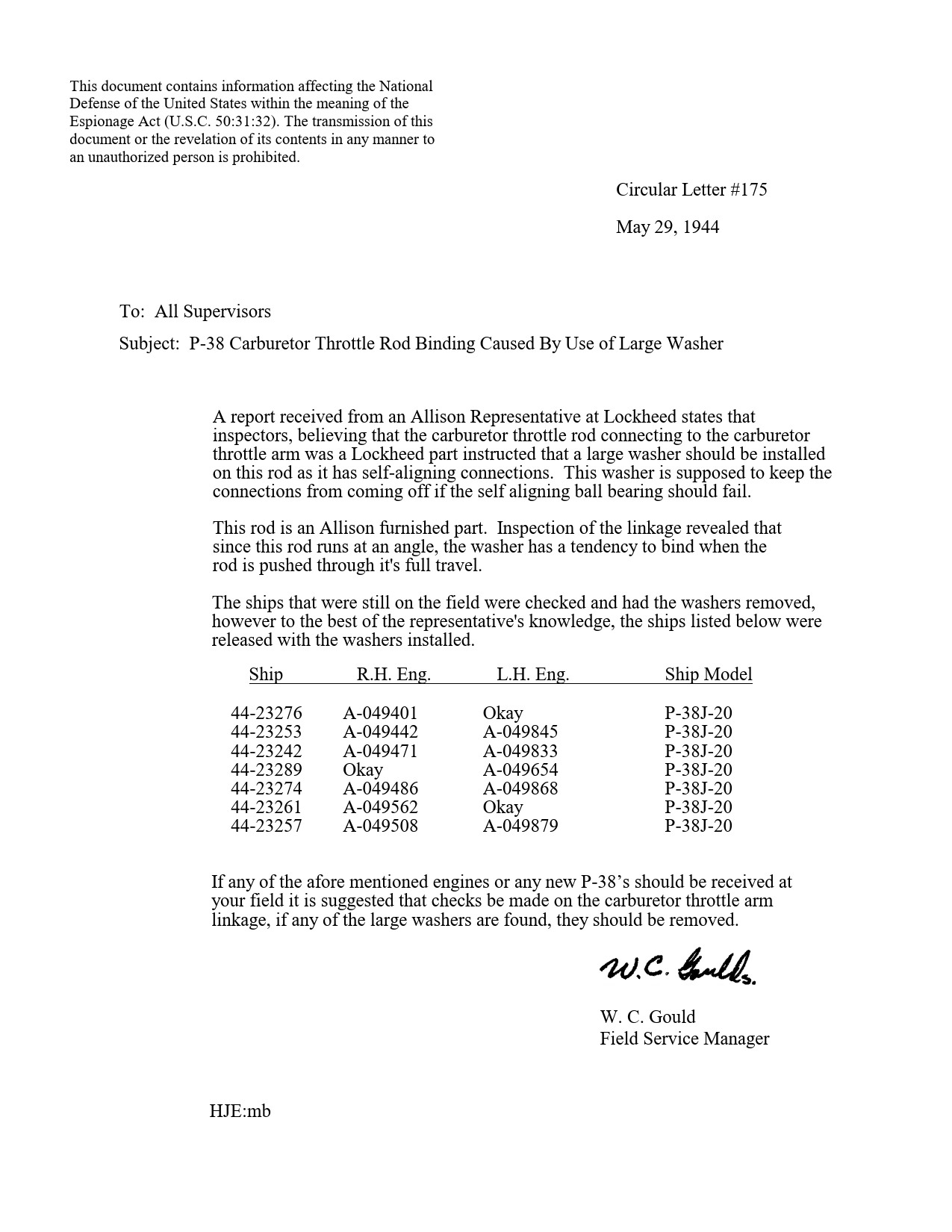 Sample page 1 from AirCorps Library document: Carburetor Throttle Rod Binding Caused by use of Large Washer