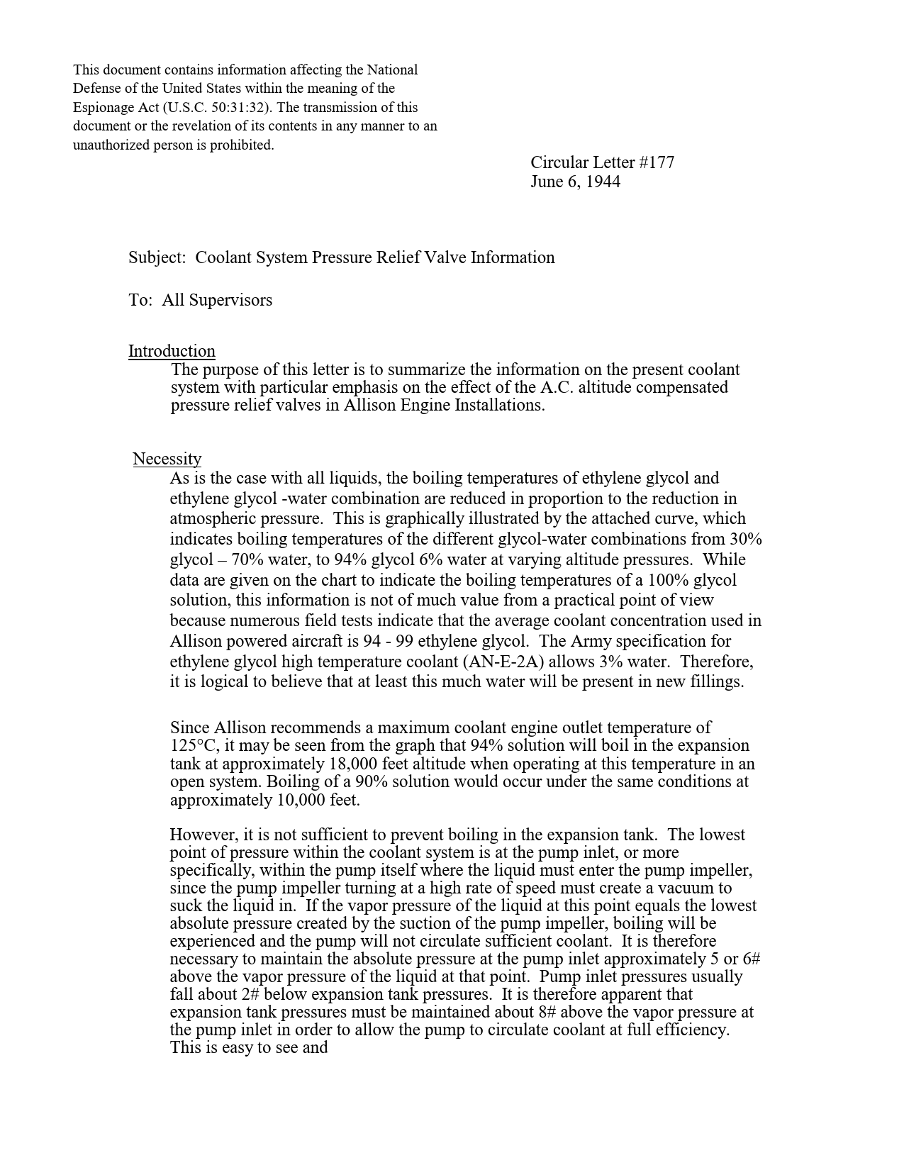 Sample page 1 from AirCorps Library document: Coolant System Pressure Relief Valve Information