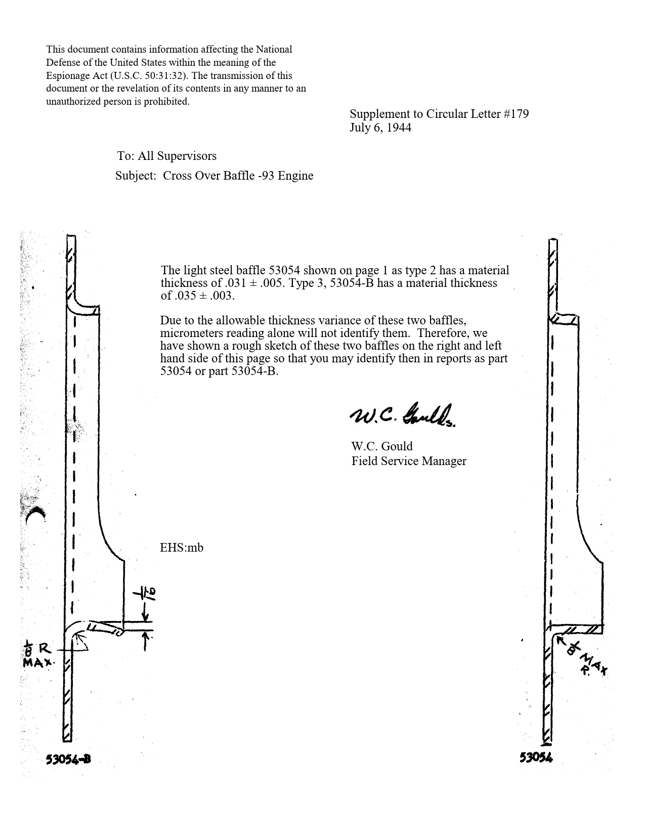 Sample page 1 from AirCorps Library document: Cross Over Baffle -93 Engine